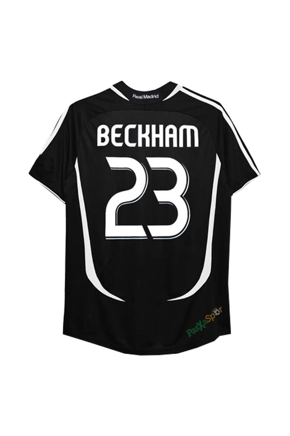 FAMİLYSTAN Real Madrid 2006-2007 Beckham Siyah Deplasman Kısa Kolu Retro Forması SİYAH