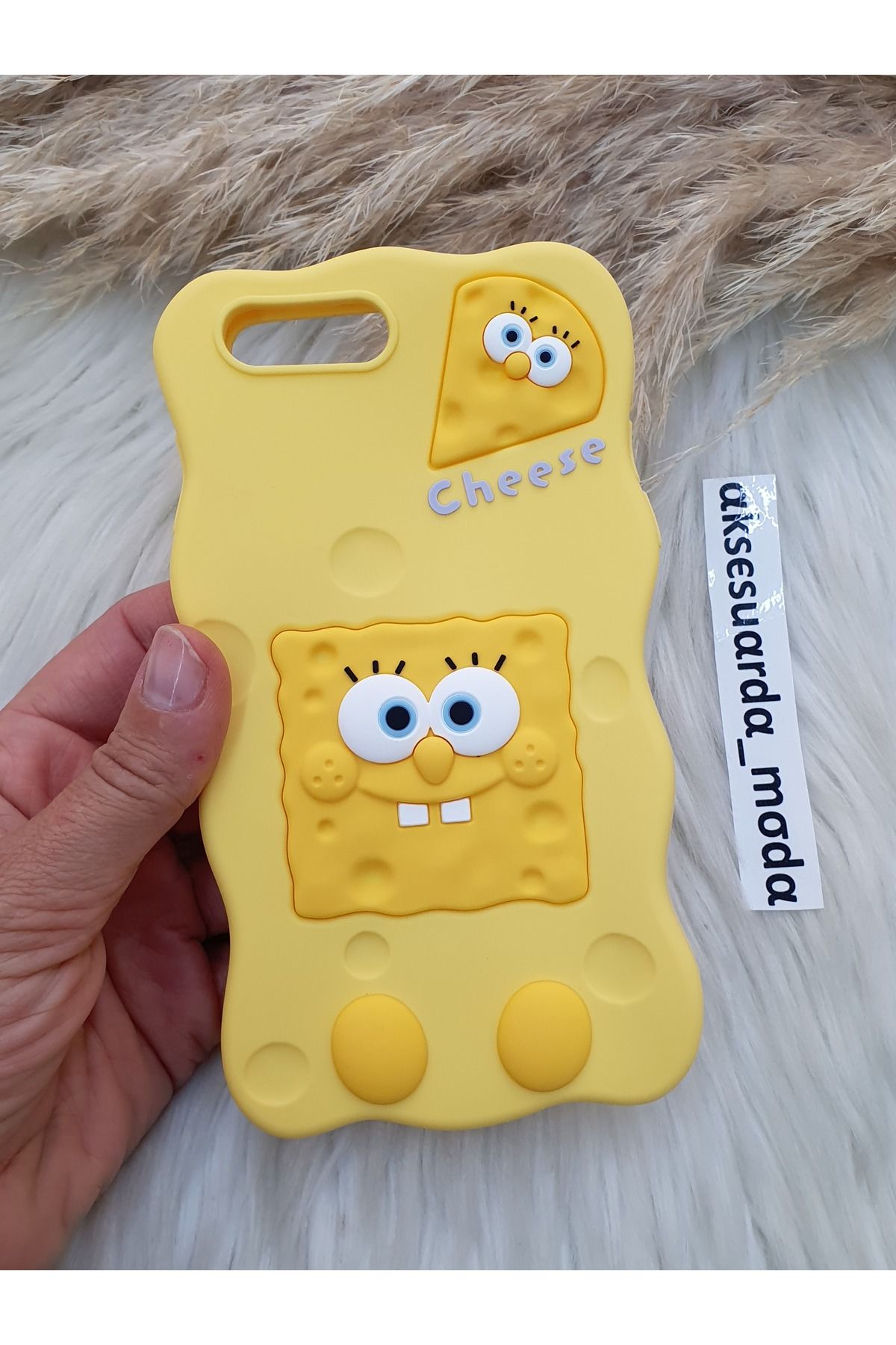 ZB Aksesuarda Moda iPhone 6 PLUS - 6S PLUS Uyumlu Sünger Bob Figürlü Yumuşak Hamur Silikon Lüks Kılıf Kapak