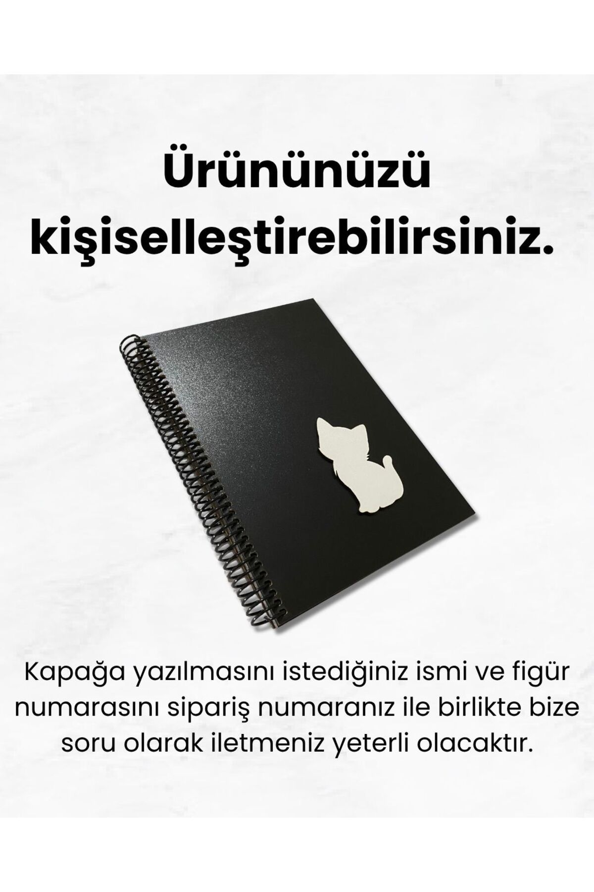 Tasarım Siyah Defter Kedi Figürlü Ahşap Kapaklı Siyah Yapraklı El Yapımı Defter – Anı Albüm, Günlük Kişiselleştirilebilir