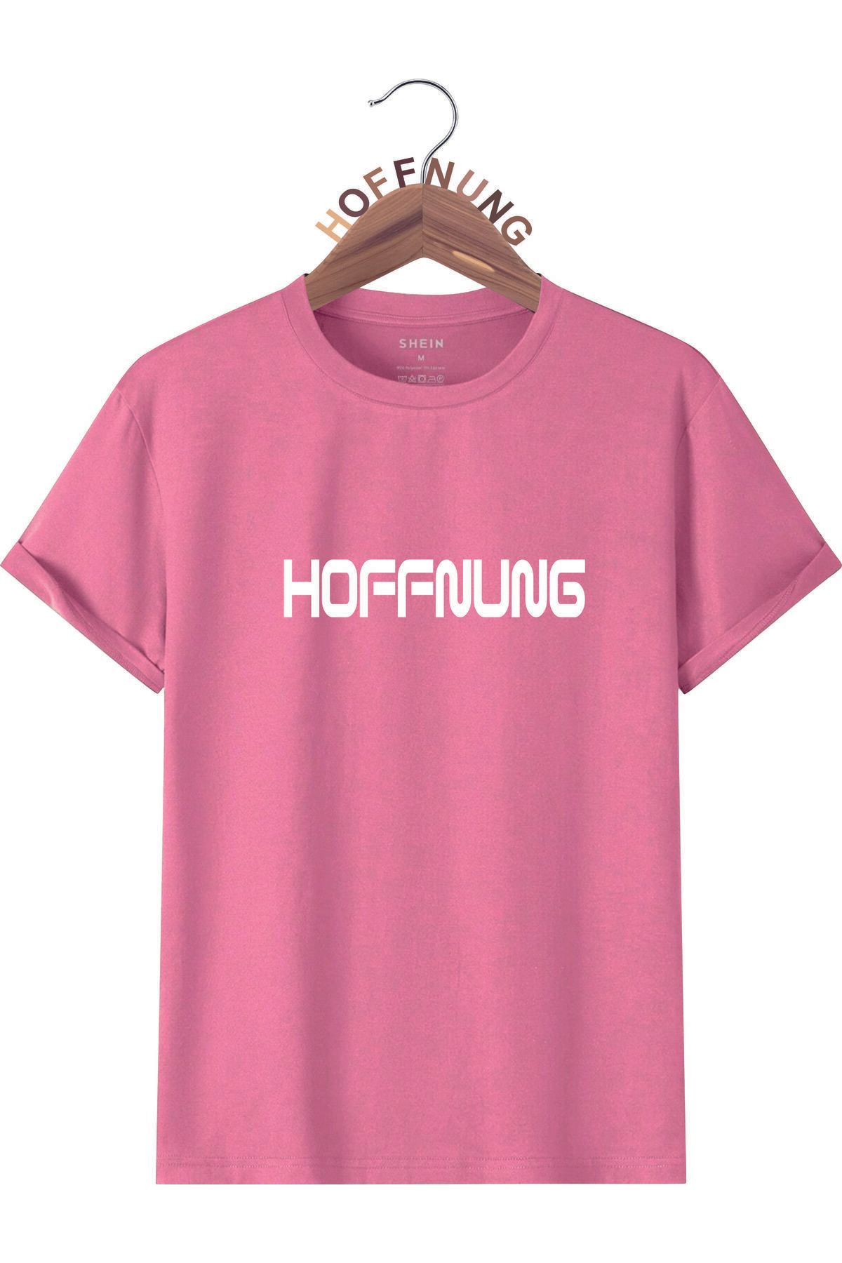 HOFFNUNG Unisex Erkek/Kadın Bisiklet Yaka HOFFNUNG brand baskılı Oversize T-Shirt