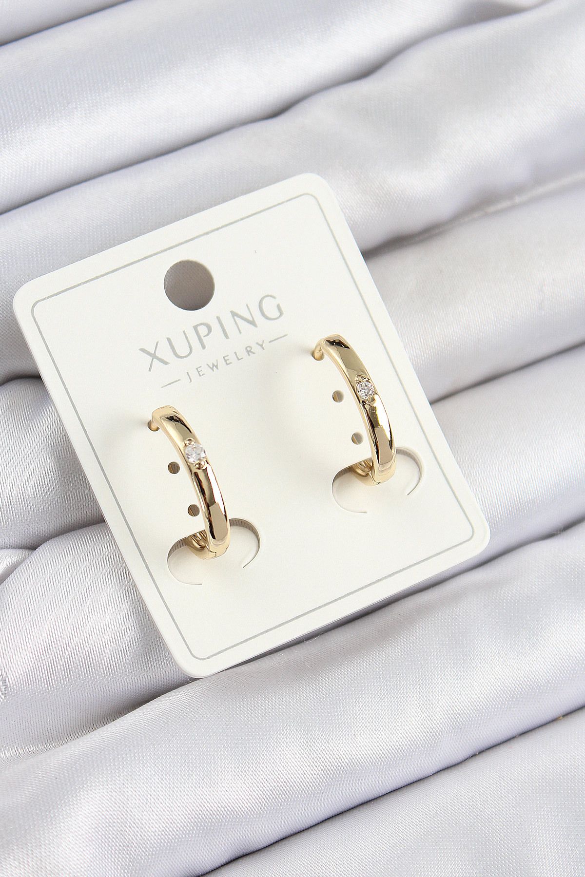 norsary Xuping Zirkon Taşlı Oval Model Gold Renk Kadın Küpe