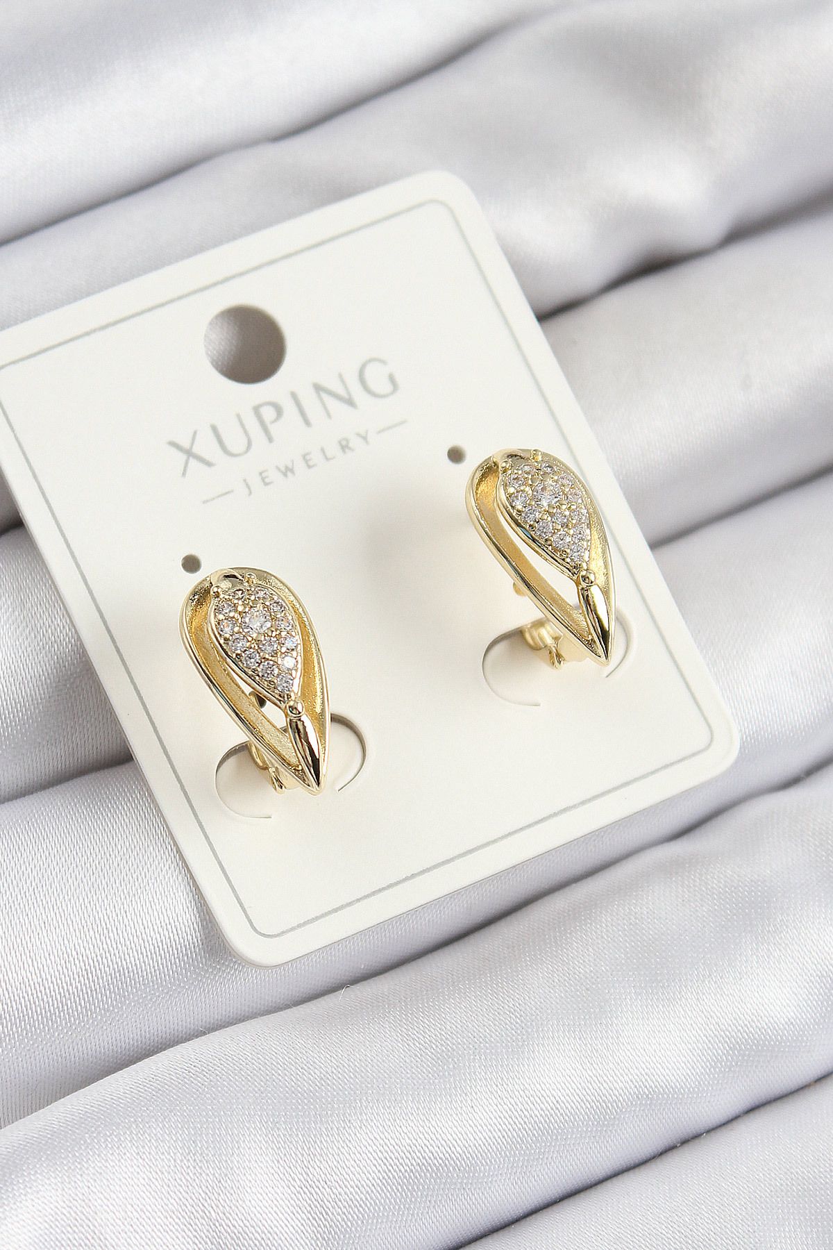 norsary Xuping Zirkon Taşlı Damla Model Gold Renk Kadın Küpe