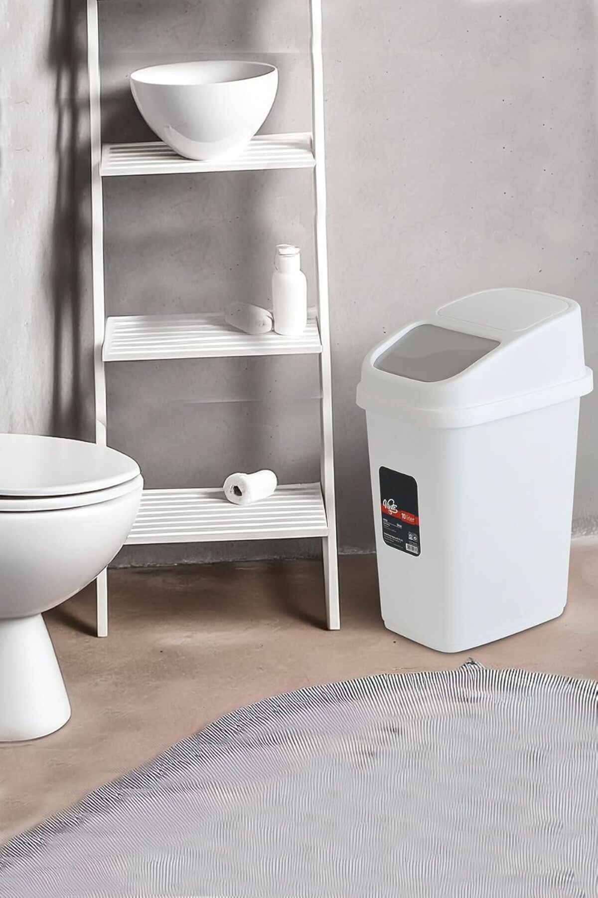Mena Rise Çöp Kutusu 10 Litre Pratik Kapak Banyo Mutfak Ofis Çalışma Masası Kapı Önü Çöp Kovası BE