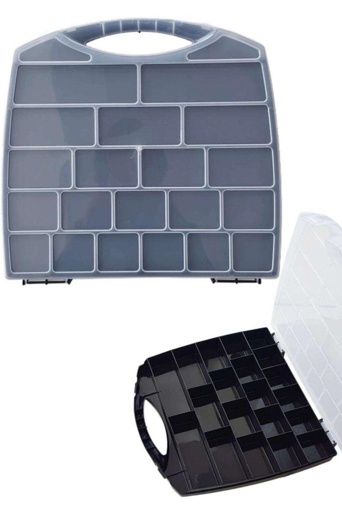 Mena Rise BlackShop Bölmeli Organizer, Küçük Parçalar Saklama Kutusu, Şeffaf Plastik Alet Düzenleyici S