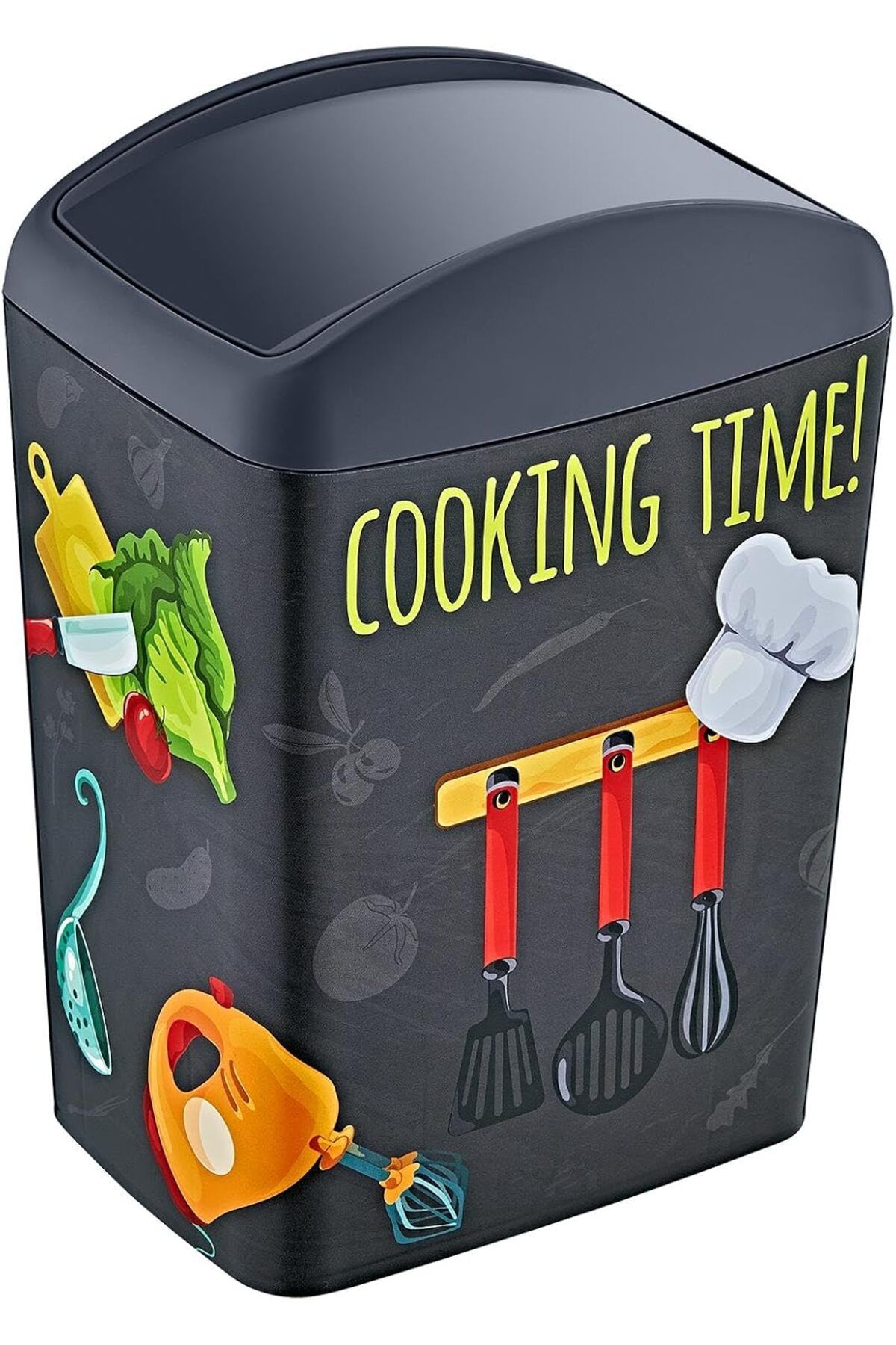 Mena Rise Soft Resimli Çöp Kutusu Döner Kapak 5 LT COOK 1064272