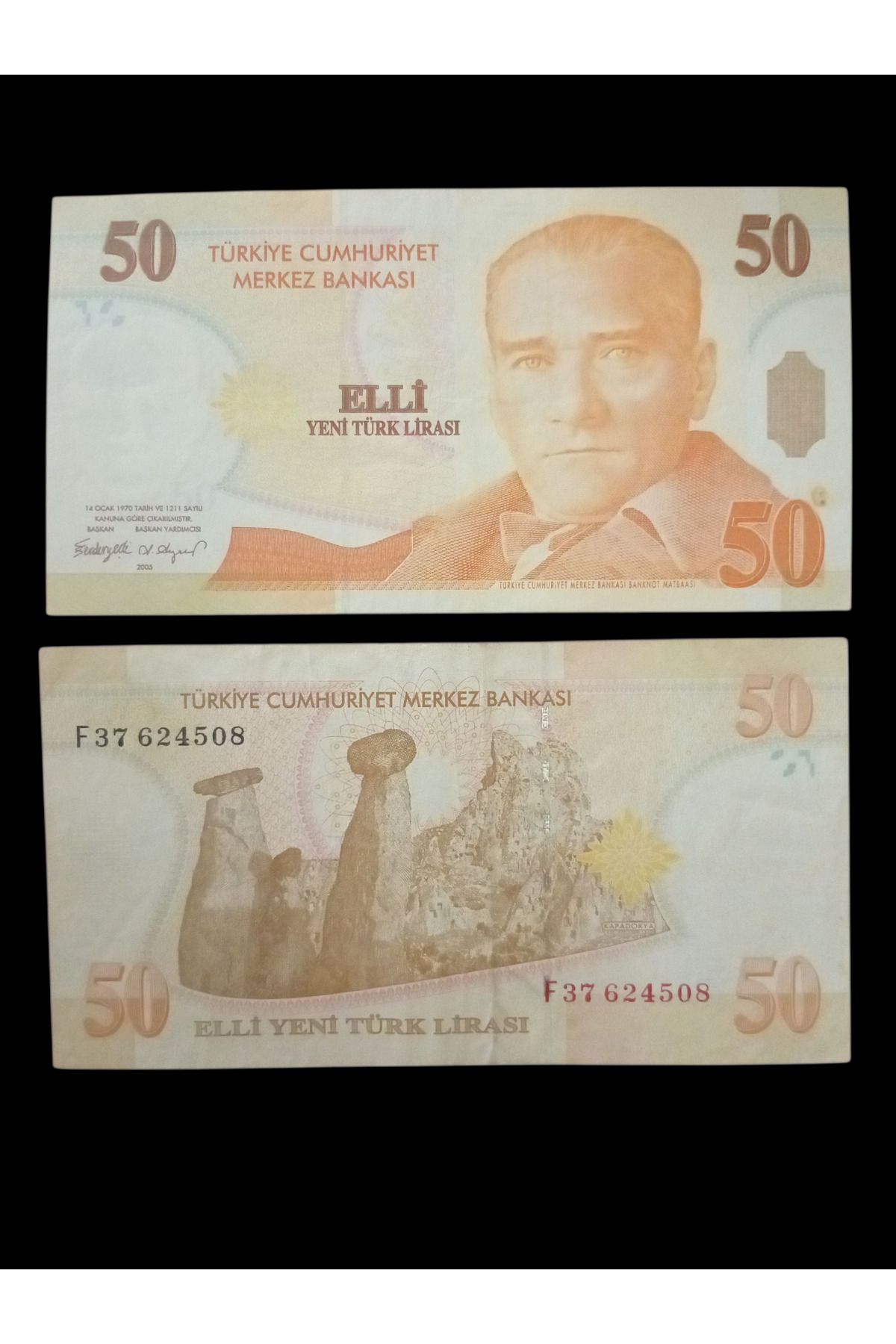 Yediotuz 8. Emisyon 50 YTL (Yeni Türk Lirası) F 37 Koleksiyon Kağıt Para. Antika Darpane Hobi Hediye Para.