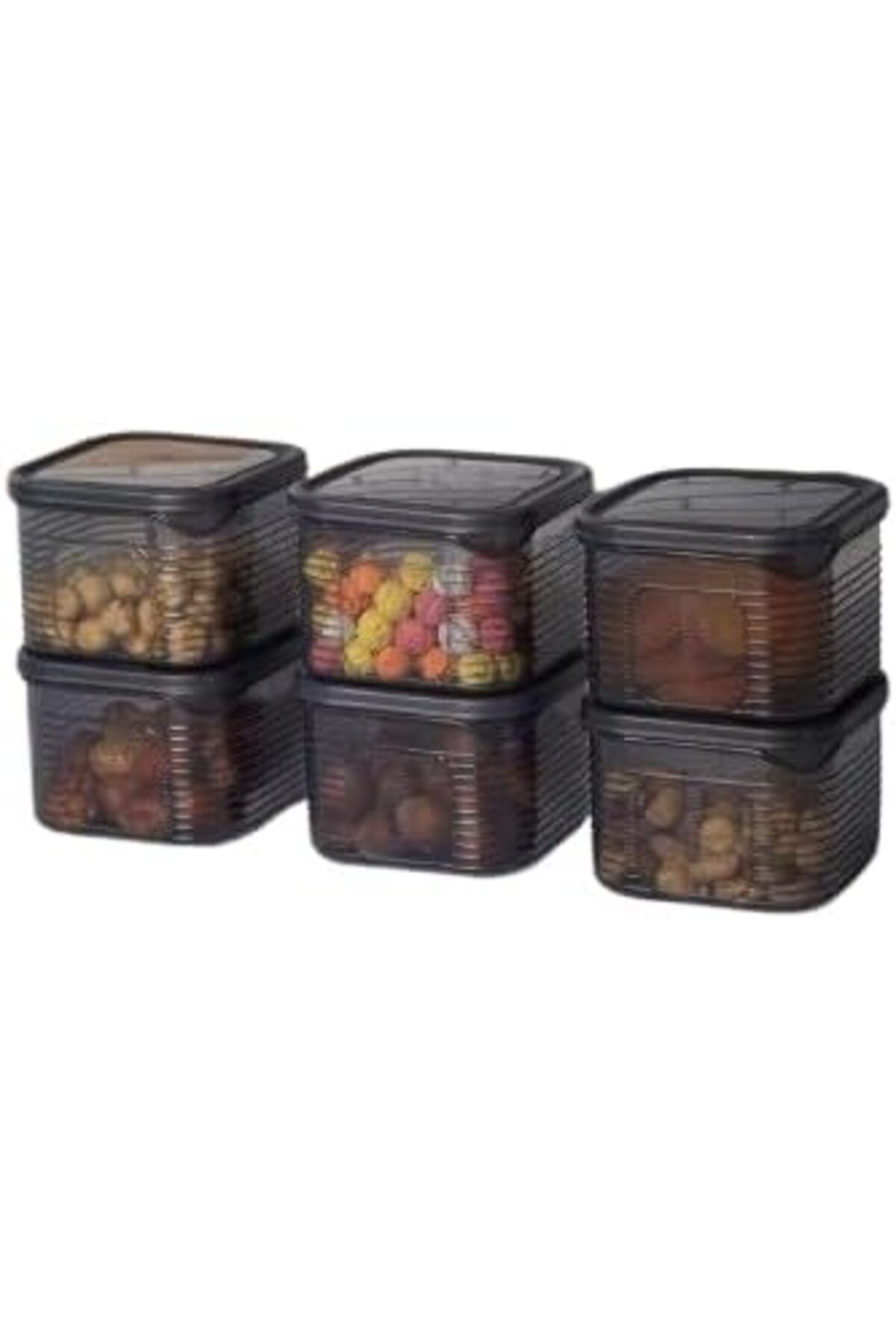 Mena Rise TuonShop HOME Erzak Saklama Kabı Sızdırmaz Kapak6'lı Set Füme -(Ölçü Kabı Hediyeli) 112299