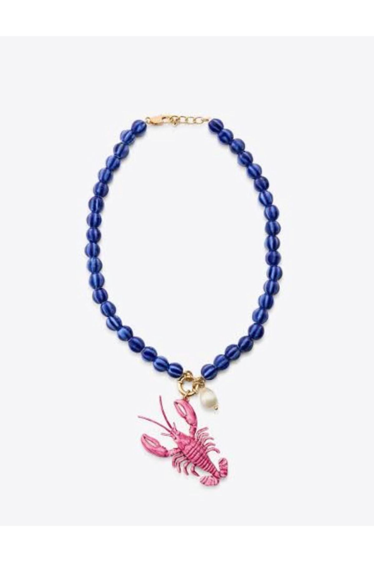 AUREOLE COLLECTİVE Pembe Yengeçli Mavili Kolye