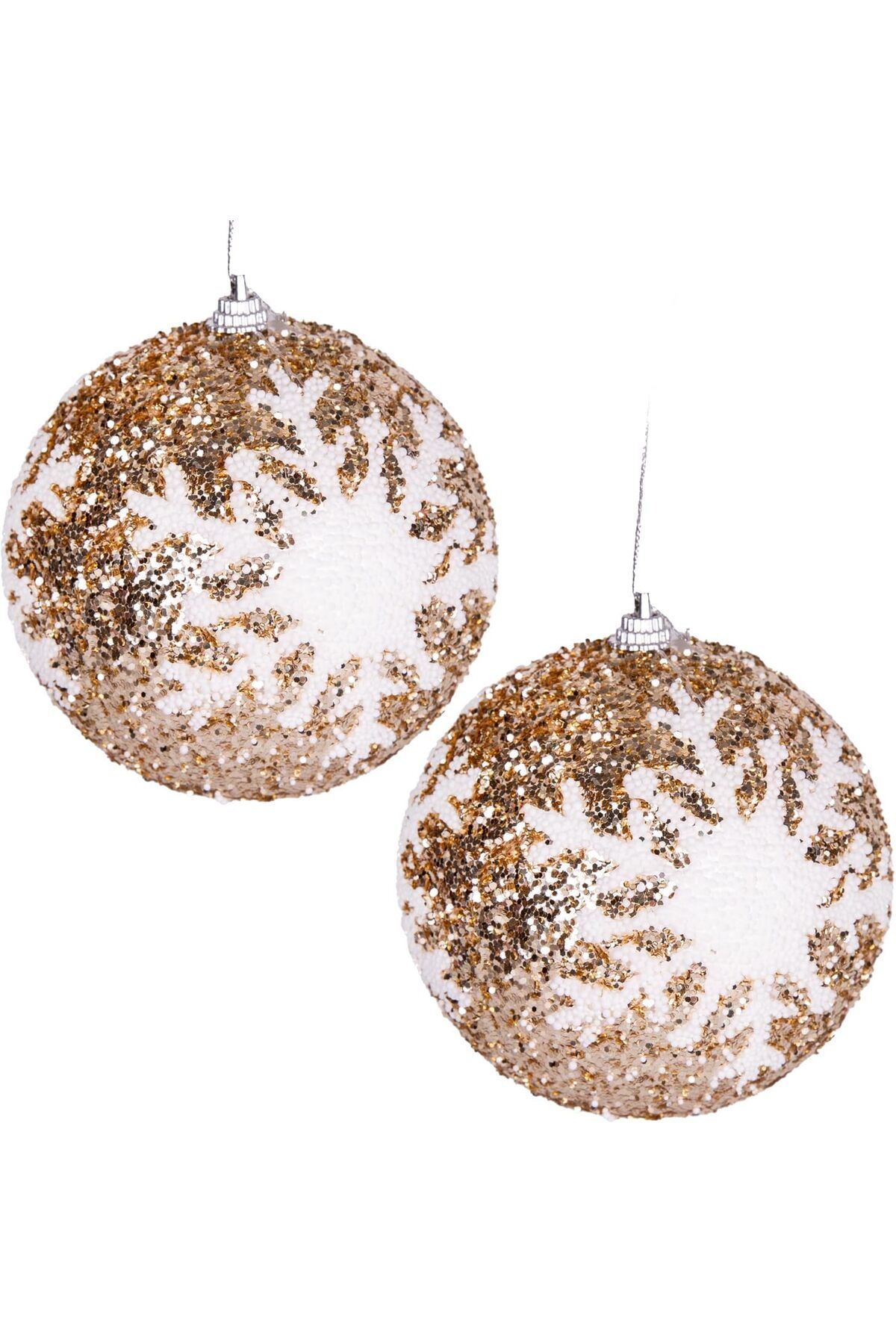 Mena Rise Topu Pullu Beyaz Kar Tanesi Şekilli 2'li Paket 9 Cm. 1064272