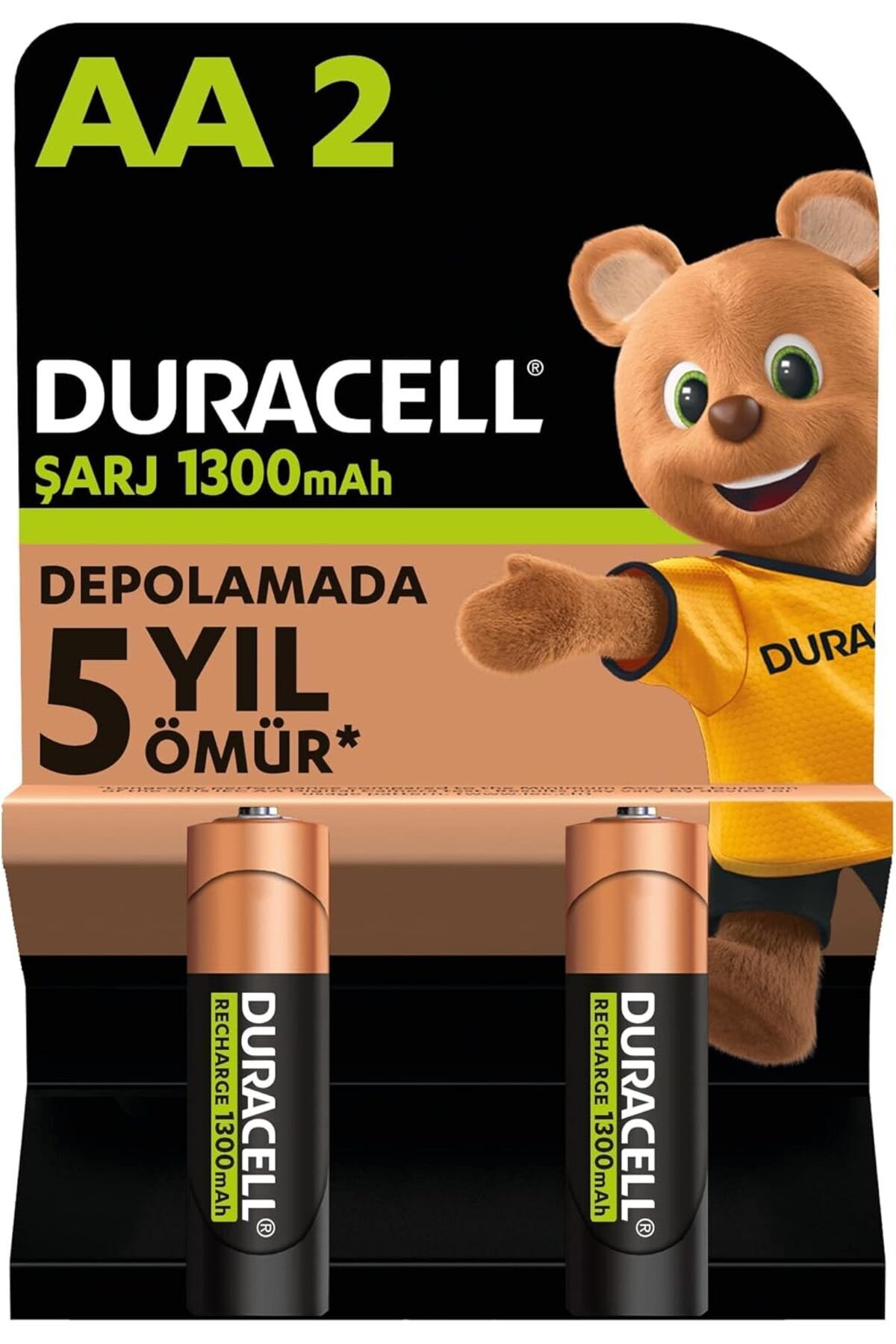 Mena Rise Şarj Edilebilir Pil AA Kalem (2'li Paket), 1300 mAh NiMH, 2000 Sarj Döngüsü, Önceden Sarj Edilm
