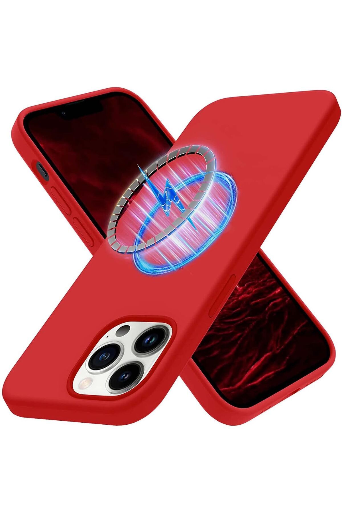 Mena Rise TuonShop iPhone 13 Pro Max uyumlu Mikrofiber Astarlı, Lansman Silikon Kılıf, MagSafe uyumlu (Kır