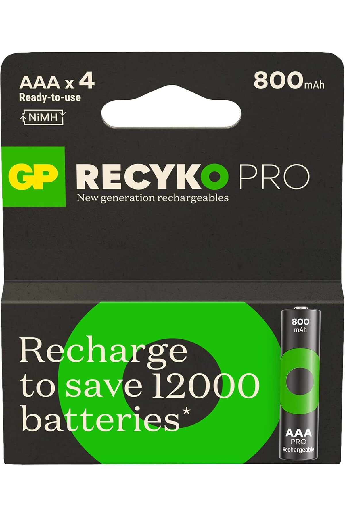 Mena Rise Batteries Recyko Pro AAA İnce Ni-Mh Şarjlı Pil, 1.2 Volt, 4'lü Kart 1064272