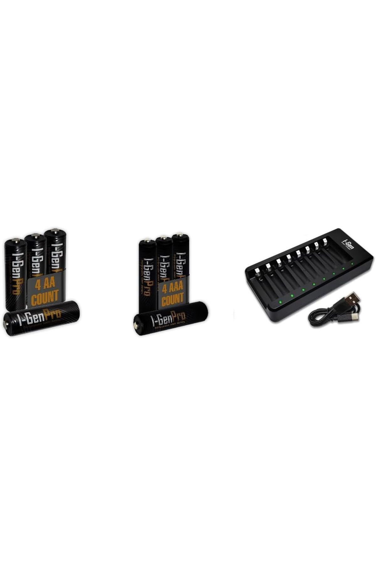 Mena Rise G821 8'li Pil Şarj Aleti + 4 Adet AA Pro 2950 mAh + 4 Adet AAA Pro 1100 mAh Şarjlı Kalem Pilli Se