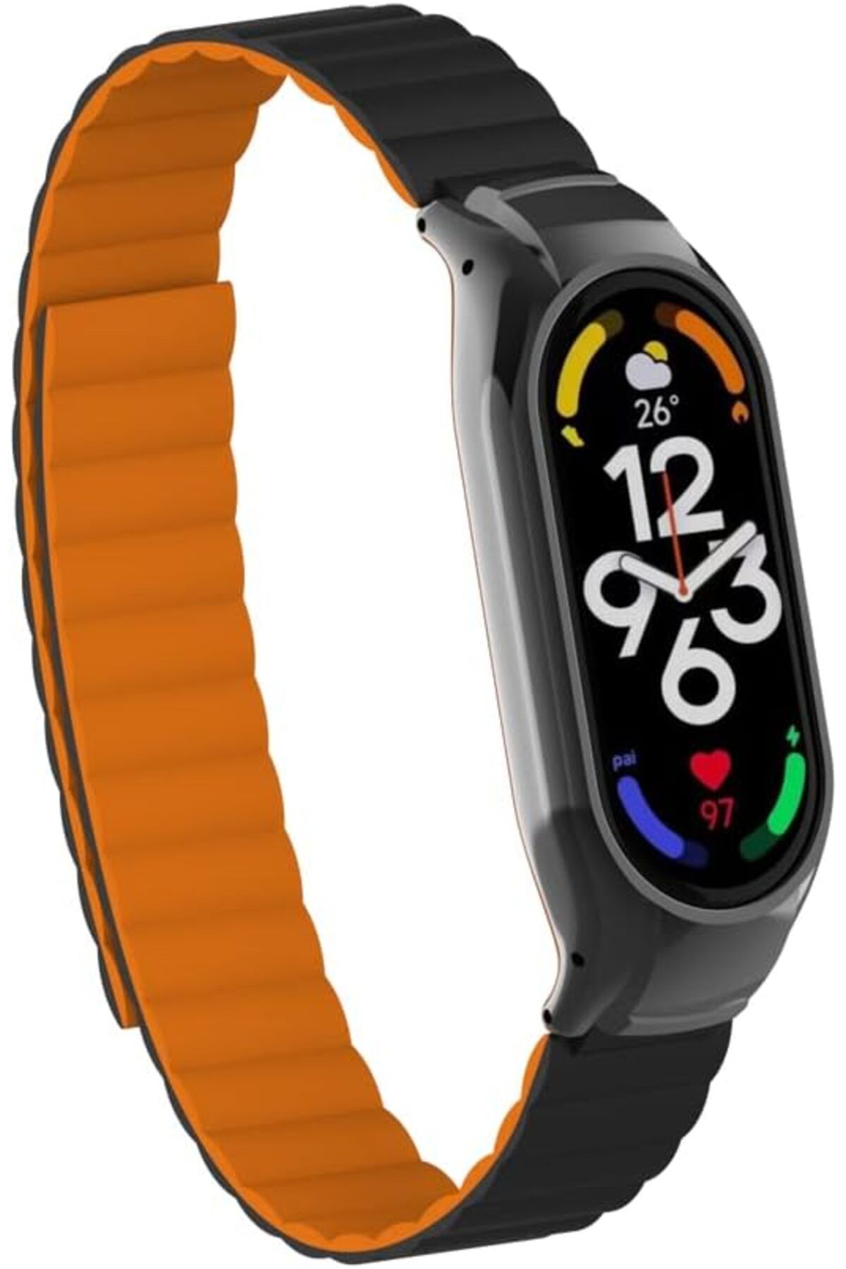Mena Rise TuonShop Xiaomi İle Uyumlu Mi Band 7 KRD-69 Kordon Siyah-Turuncu 1122991