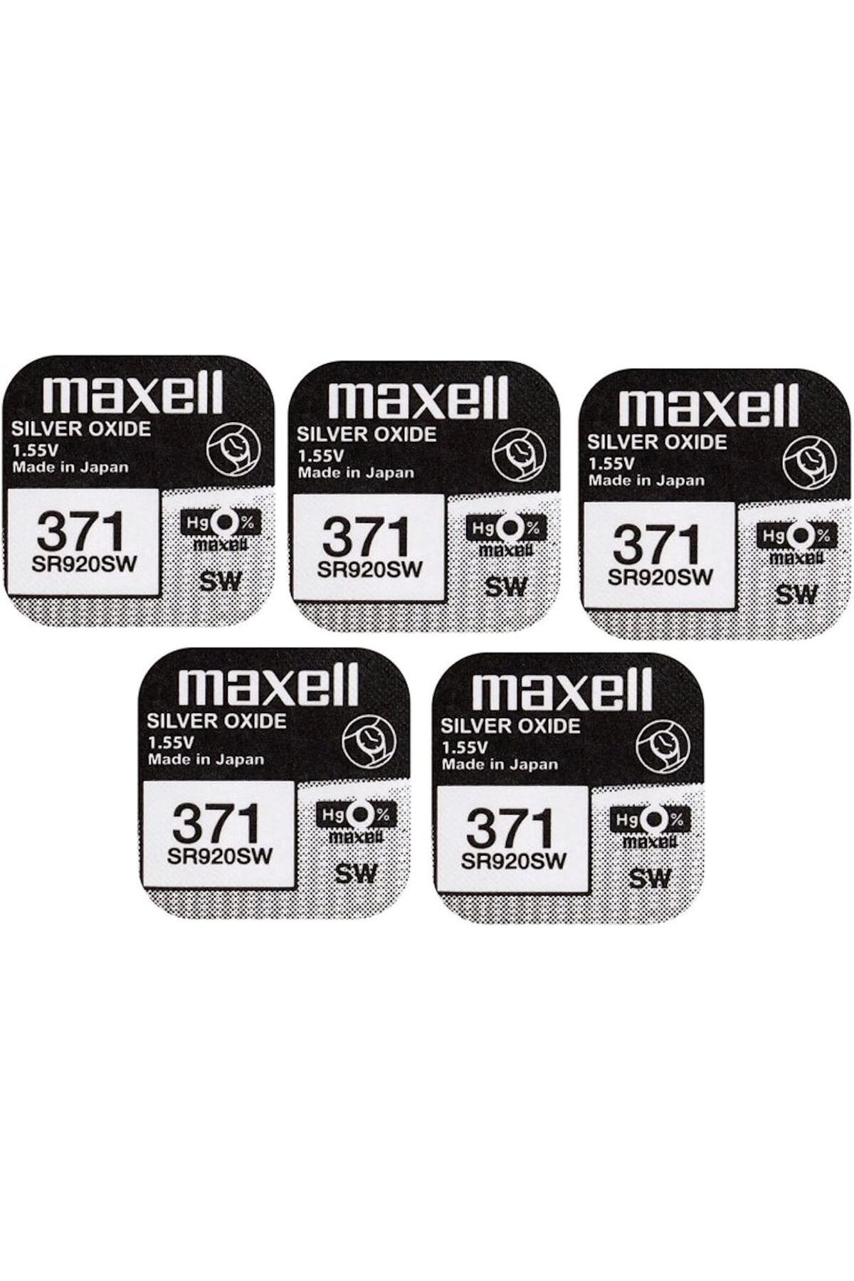 Mena Rise TuonShop x Maxell 371 SR920SW gümüş oksit 0 Mercury saat pilleri, 5 adet 1122991