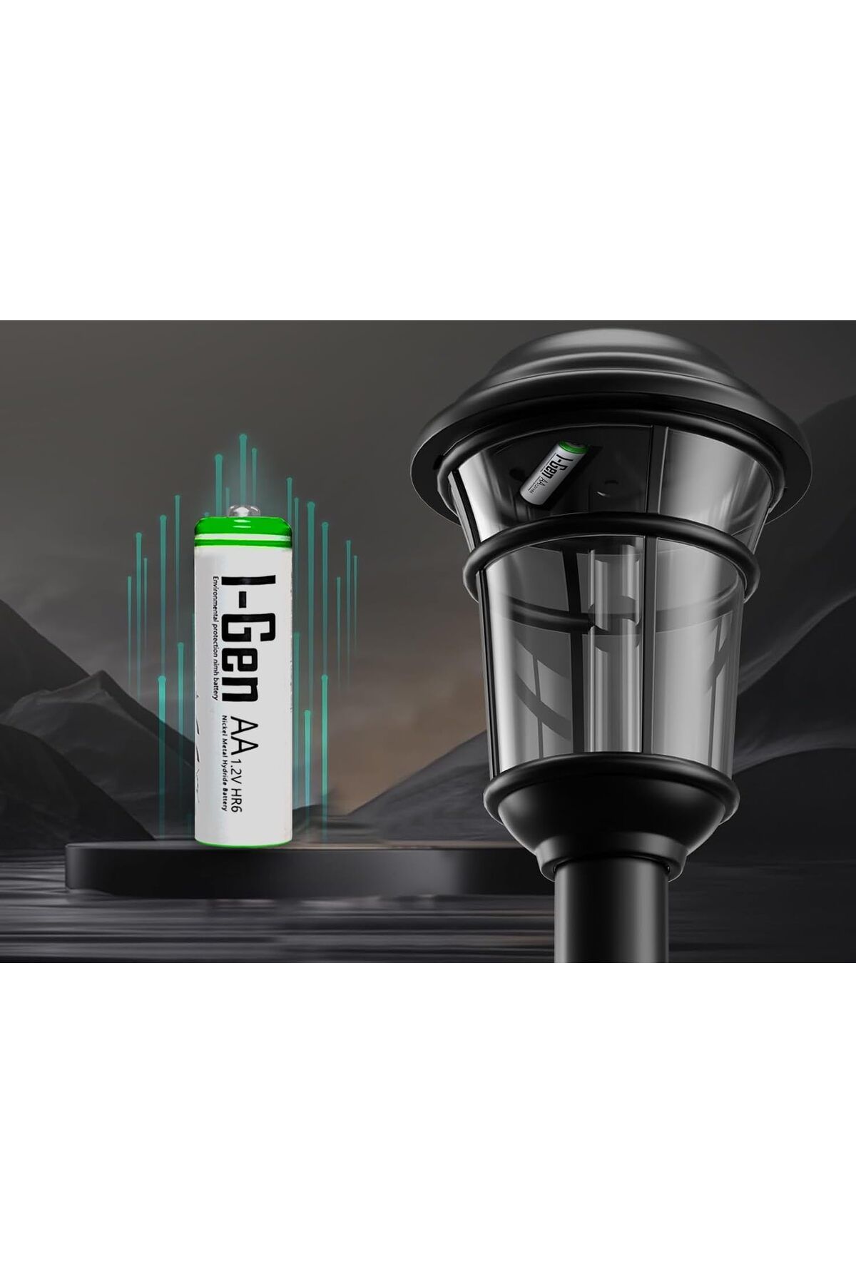Mena Rise B112 8 Adet AA 1100 Mah Şarj Edilebilir Kalem Pil 1.2V Ni-MH Şarjlı Pil Solar Aydınlatma Uyumlu