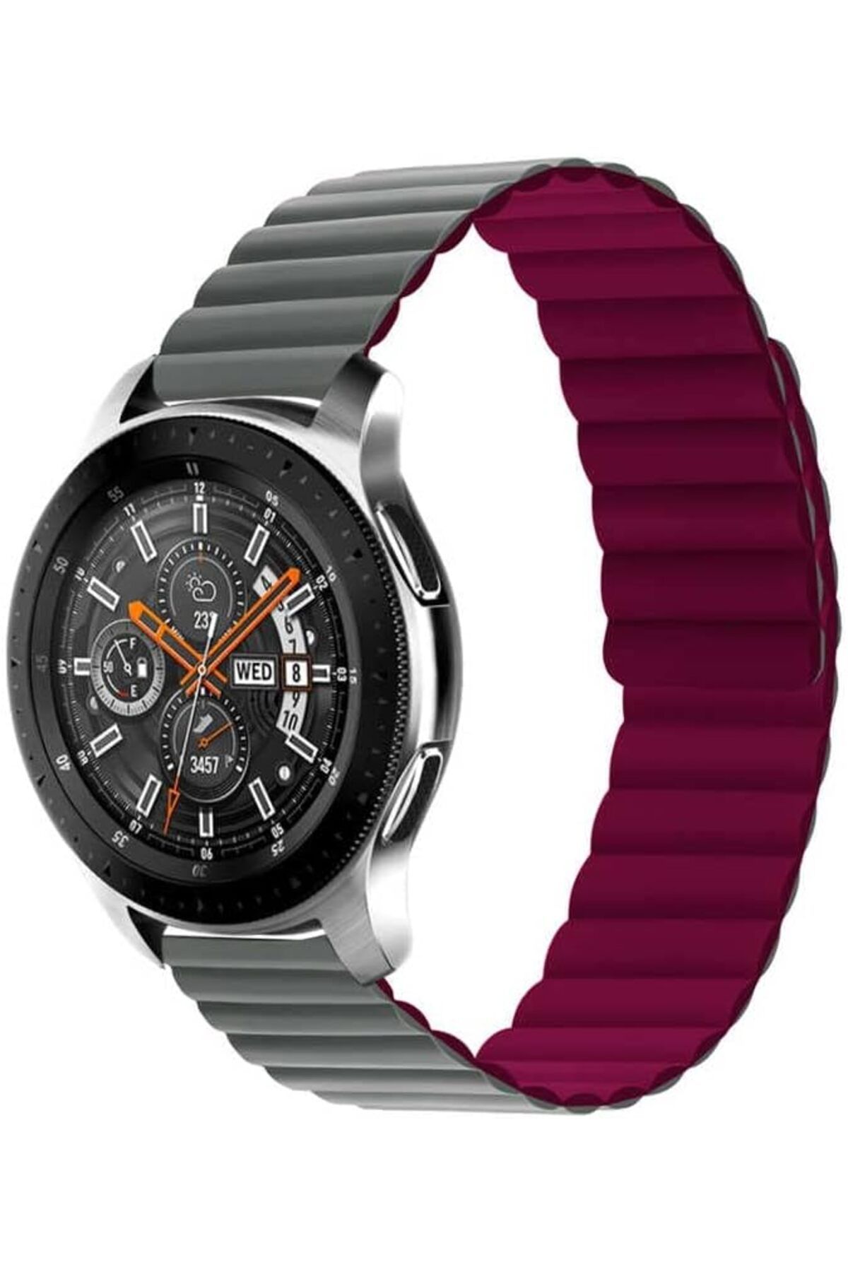 Mena Rise Galaxy İle Uyumlu Watch Active 2 40mm KRD-52 Kordon Gri-Kırmızı 1064272