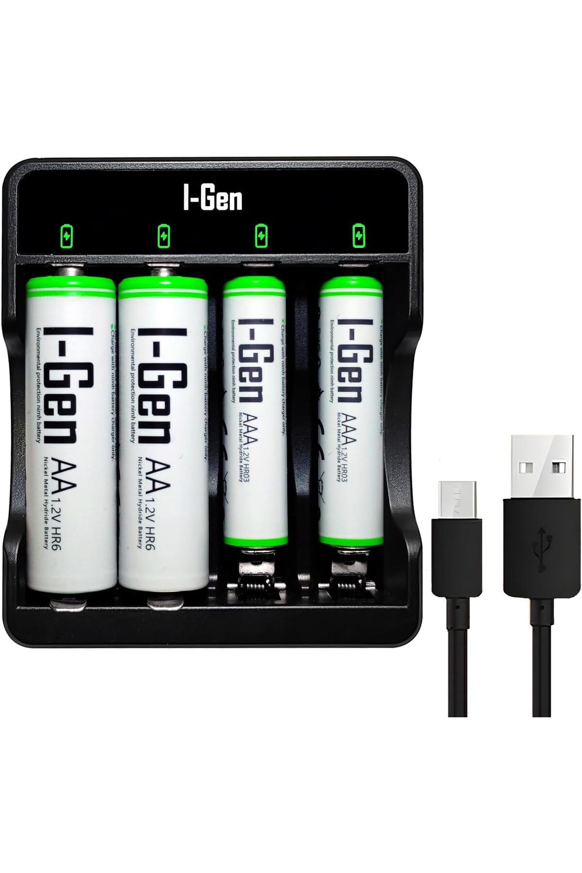 Mena Rise TuonShop G479 4'lü Pil Şarj Aleti + 2 Adet AA 2700 mAh + 2 Adet AAA 900 mAh Şarjlı Kalem Pilli S