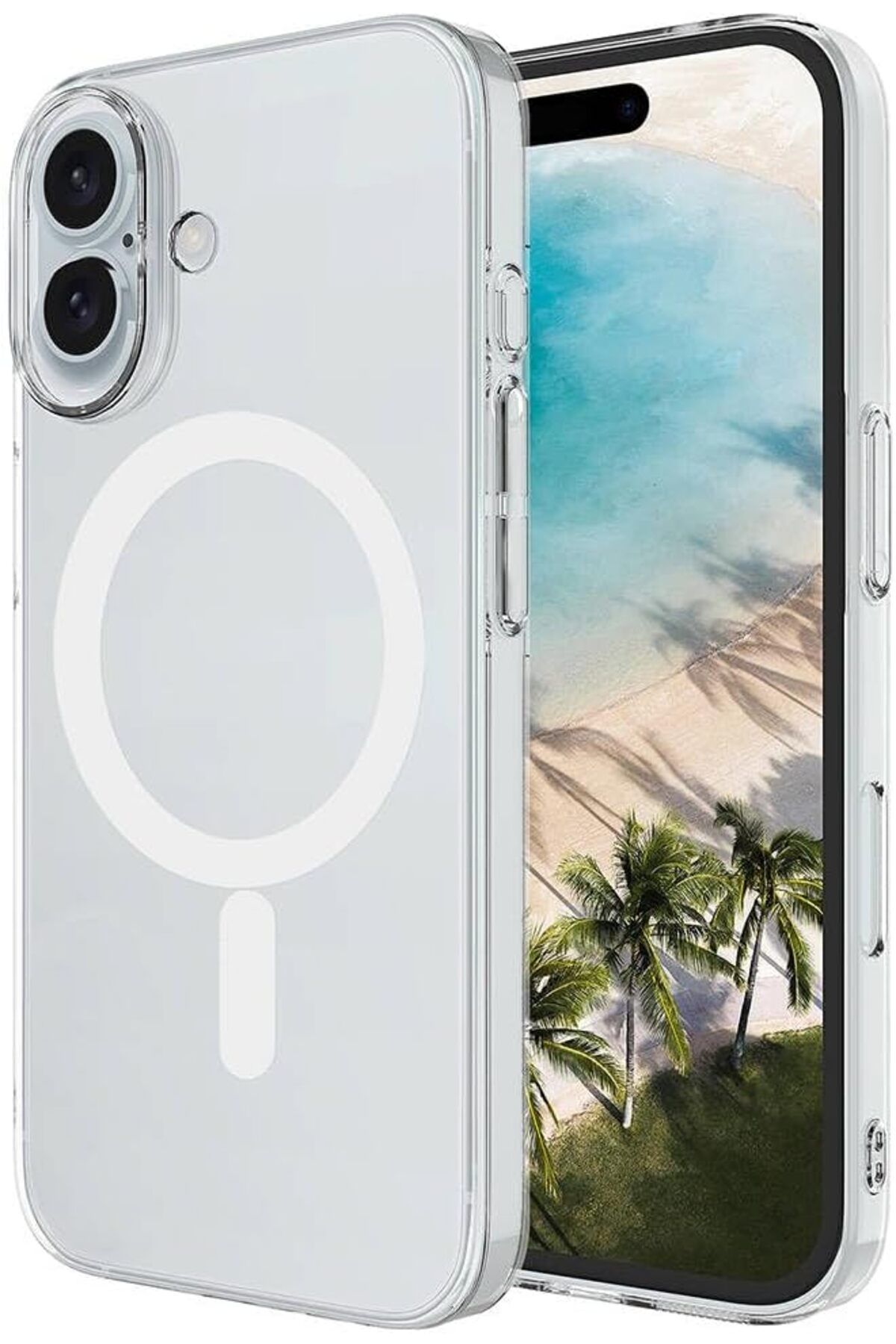 Mena Rise TuonShop İle Uyumlu iPhone 16 Plus Kılıf ZORE Magsafe Şarj Özellikli Şeffaf Tek Kamera Çerçe
