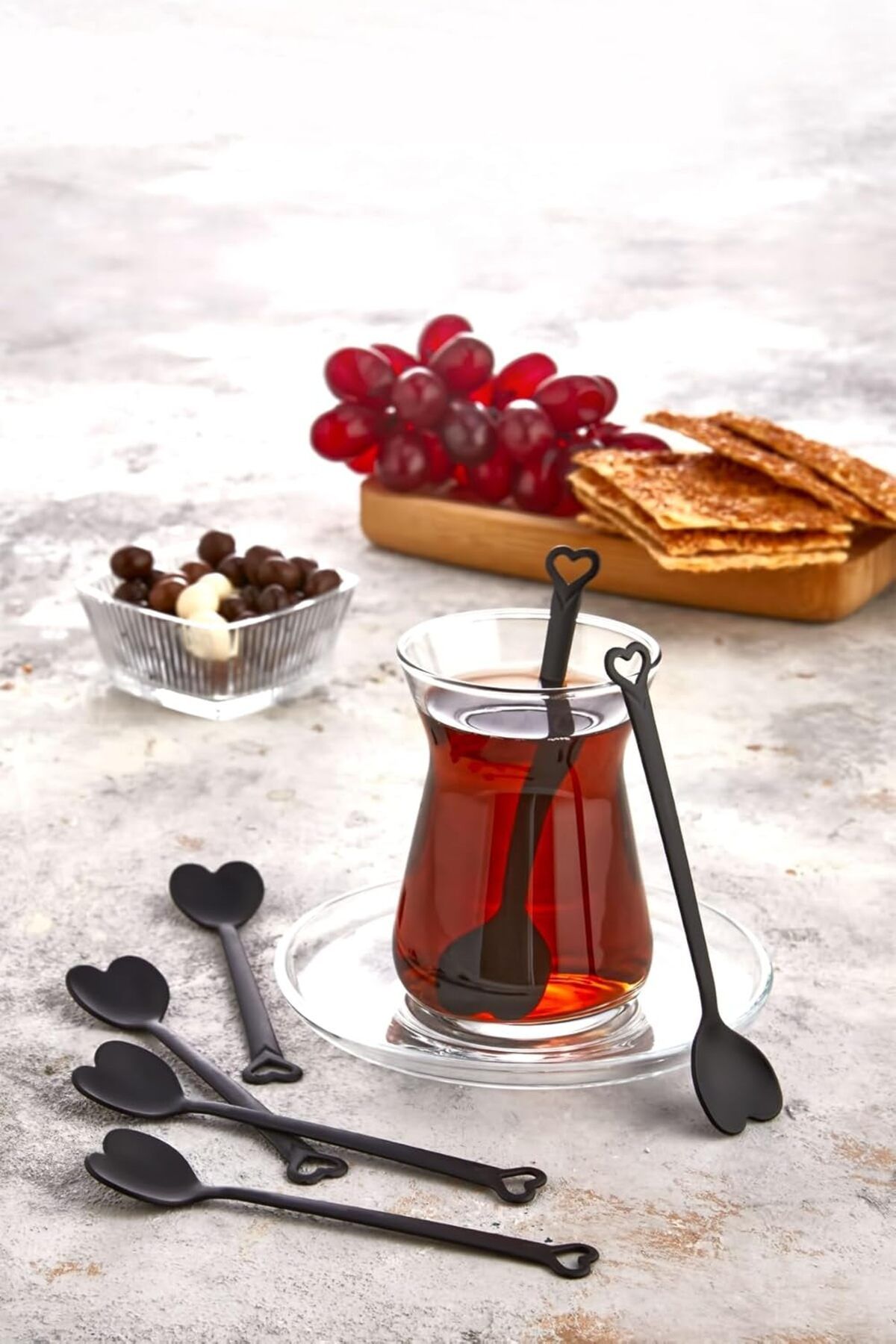 Mena Rise Özel Tasarım 6' lı Siyah Lüks Çay Kaşığı Seti Takımı 1064272