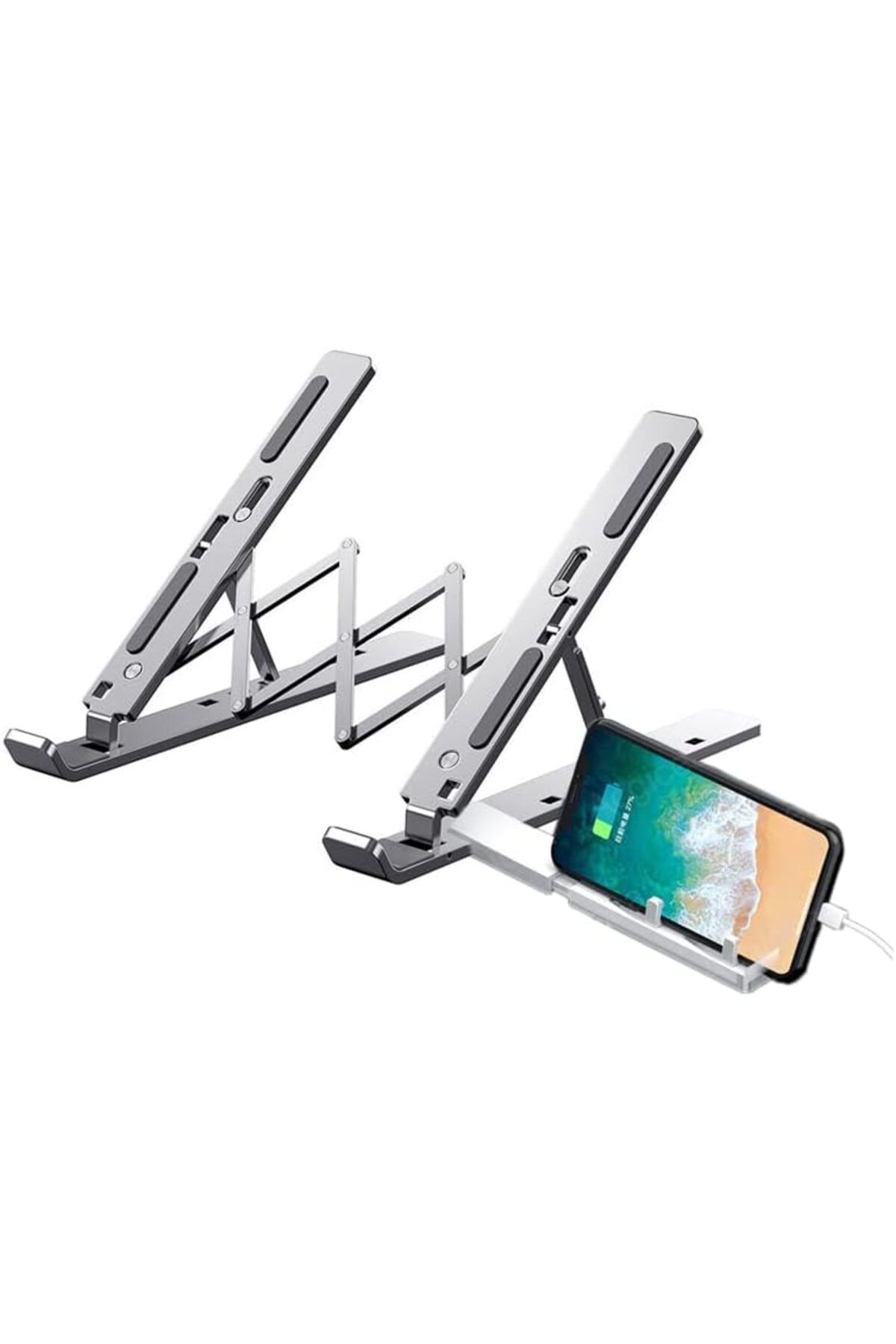 Mena Rise Notebook Standı 2in1 Katlanabilir Taşınabilir Folding Alüminyum Dizüstü Bilgisayar Standı Tel