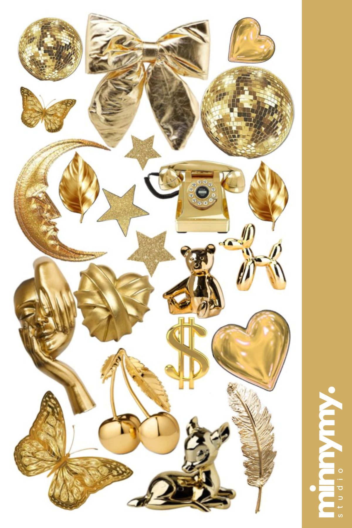 Minnymy Golden Vintage Retro Sticker, Çıkartma, Ajanda, Günlük, Planlayıcı, Bullet Journal ,Scrapbook