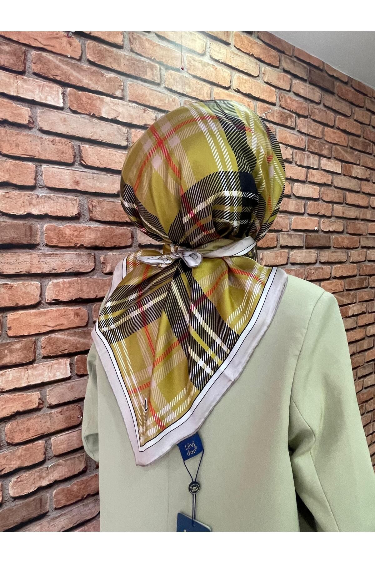 Levidor ekose twill ipek eşarp