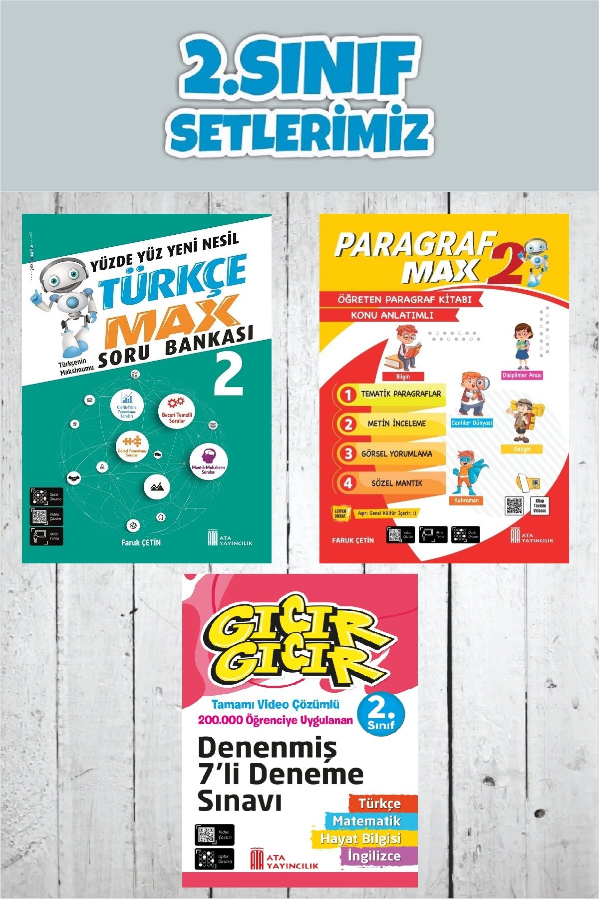 Ata Yayıncılık 2.Sınıf Yüzde Yüz Yeni Nesil Türkçe Max+Paragraf Max Konu Anlatımlı+Gıcır Gıcır Denenmiş 7 li Deneme