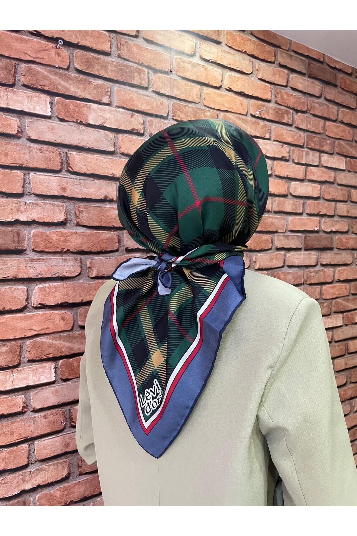 Levidor ekose twill ipek eşarp