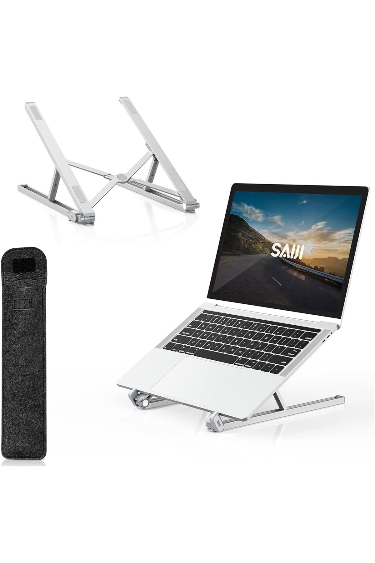 Mena Rise Saiji X2 Taşıma Çantalı Alüminyum Notebook Laptop Standı Gümüş 1064272