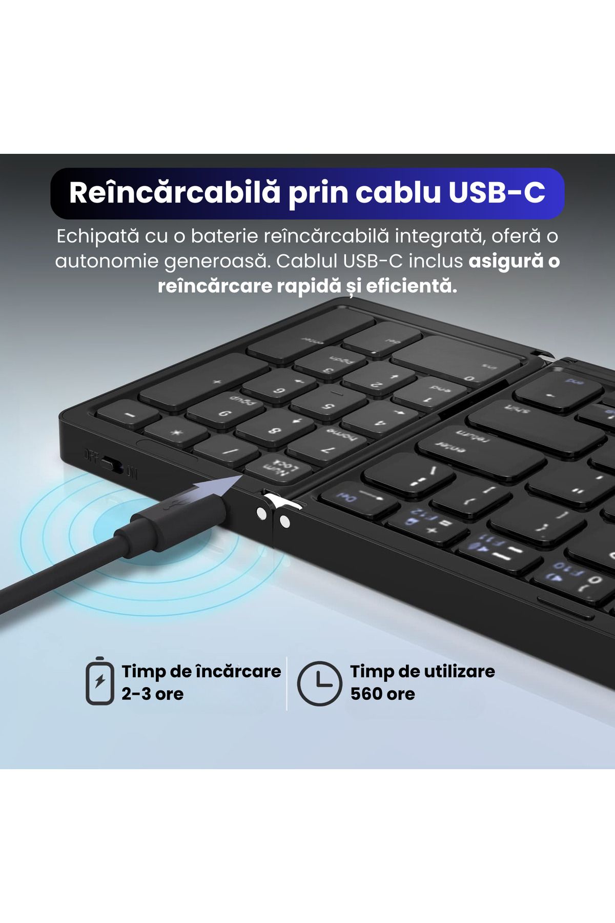 BRAGUS-Ultra-thin Foldable Keyboard, Compatible with Android, Ios, Smart TV, Numeric Keypad, Black 6