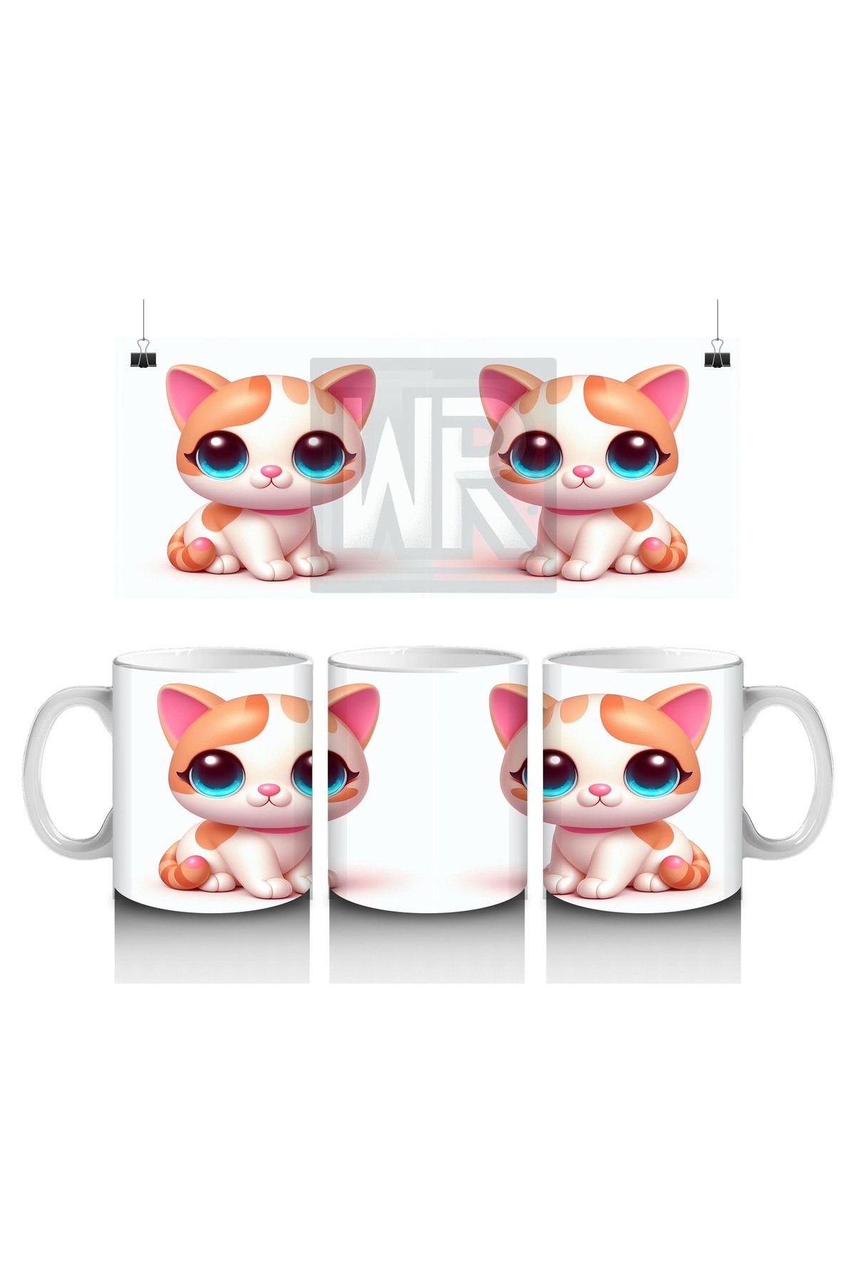 Wisdom Rain Çocuklara Sütü Sevdiren Pembe Yanaklı Kedi Kupa Bardak