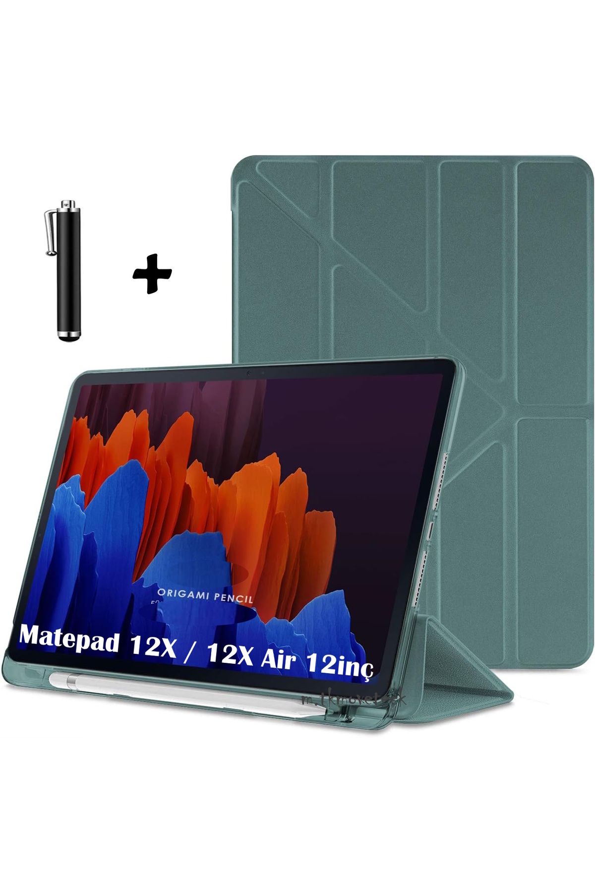 m.tk moveteck Huawei MatePad 12 X / 12X Air 12inç Kılıf Kalem Bölmeli Katlanabilir Akıllı Standlı Yumuşak Silikon