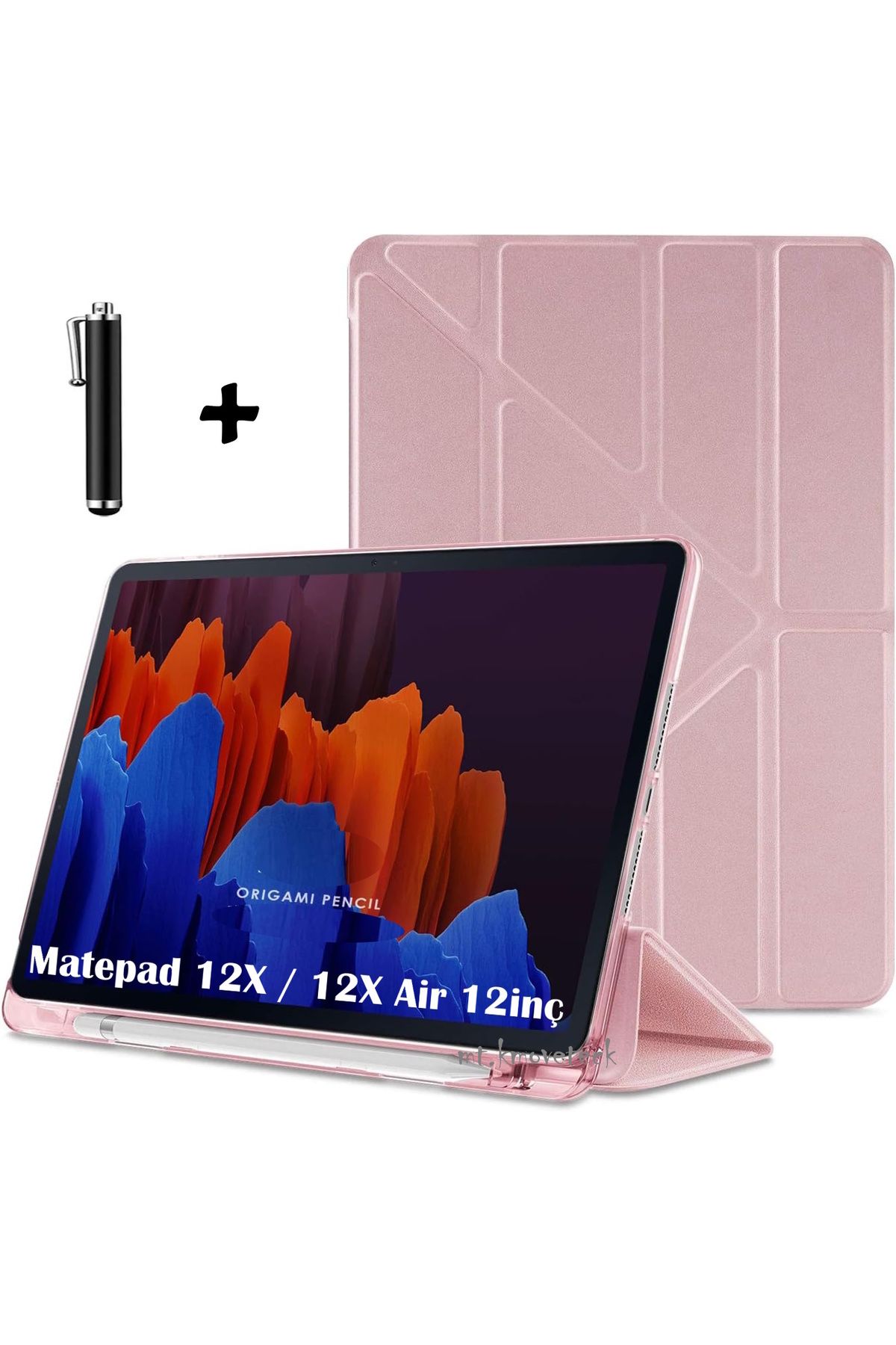 m.tk moveteck Huawei MatePad 12 X / 12X Air 12inç Kılıf Kalem Bölmeli Katlanabilir Akıllı Standlı Yumuşak Silikon