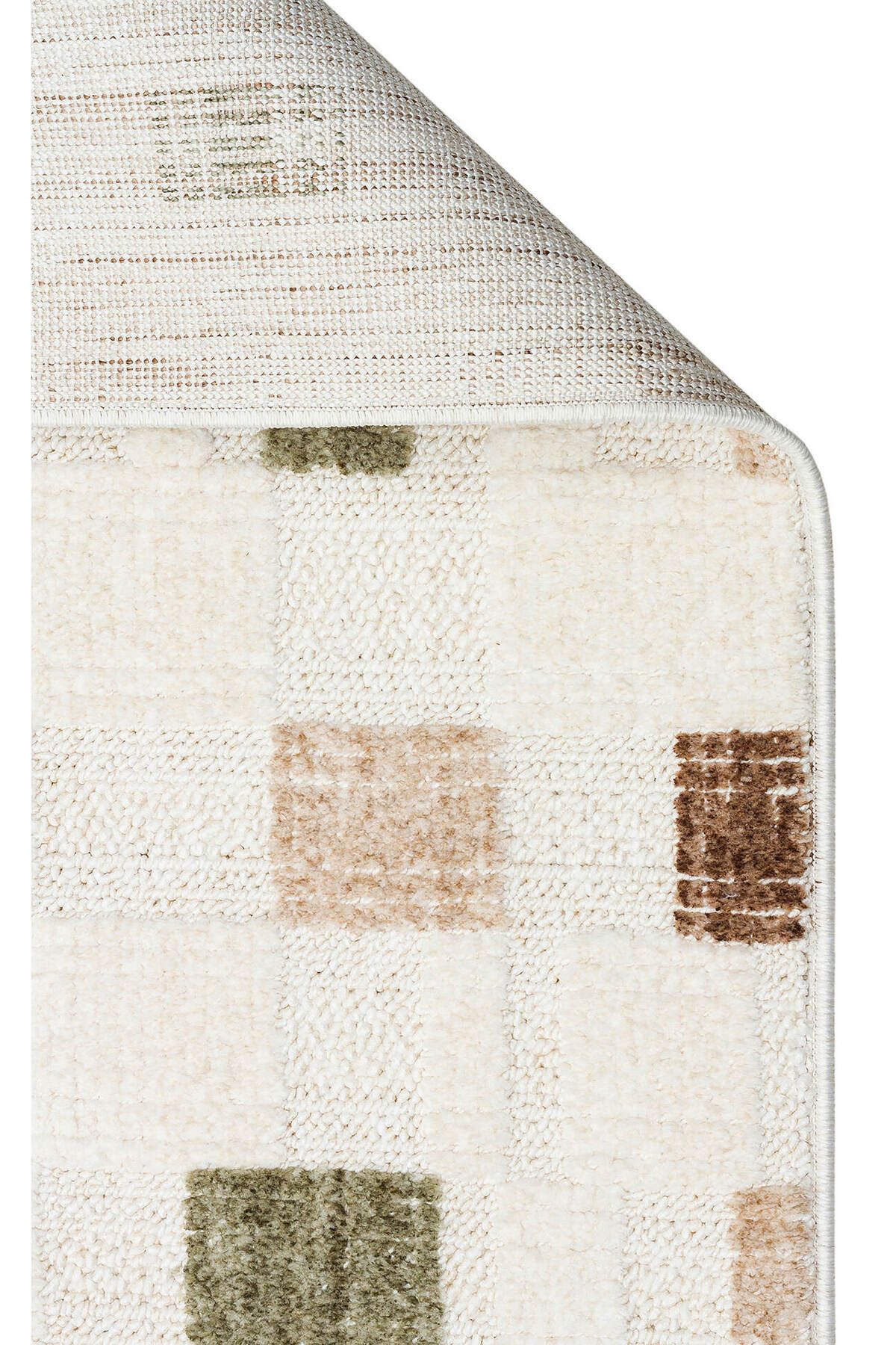 akbel halı & yatak exclusive home design JOY 02 Yeşil Bej - Yumuşak Dokulu Hav Yapmayan Modern Salon Halısı