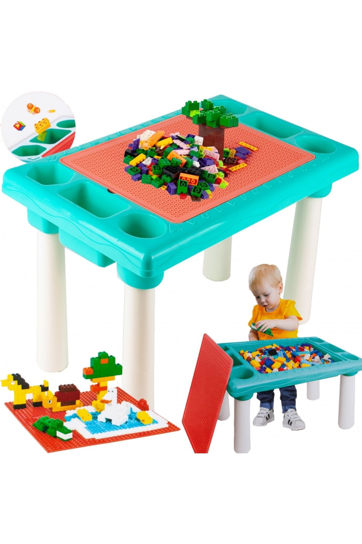ideal STORE-TOY BLOCK idealStore Educational Table, Dimensions 48 x 30 x 26.5 cm, Double Top with Two Sides, 300 Blocks 9