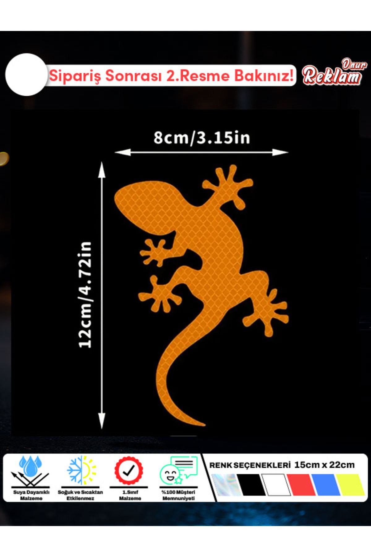 Onur Reklam Kertenkele Sticker – Suya Dayanıklı 12x8 cm Araç Etiketi