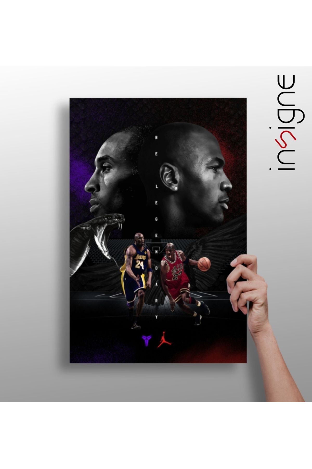Insigne Kobe Bryant-Michael Jordan Alüminyum Tablo
