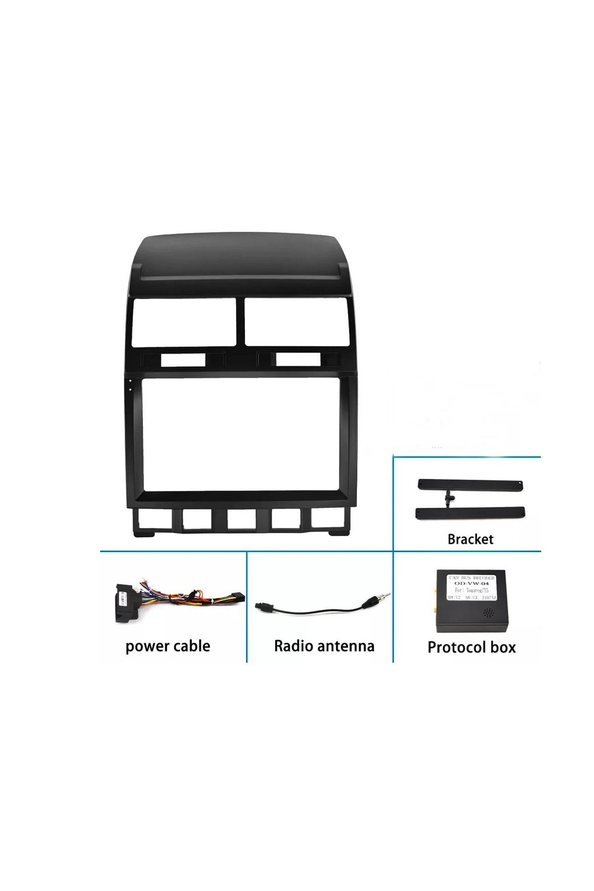 ideal STORE-idealSTORE 9 Navigation Frame with Wiring and Canbus Module Compatible with VW Touareg 7L, ABS Material, Radio 4