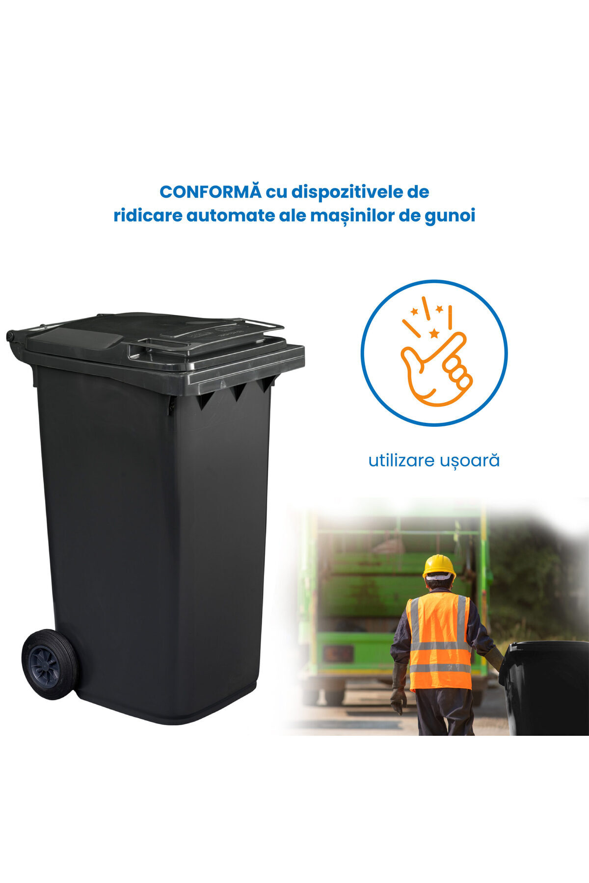 ideal STORE-Durable professional bin, 120 l, IdealStore EcoPub, with lid, durable wheels, made of linen plastic 3