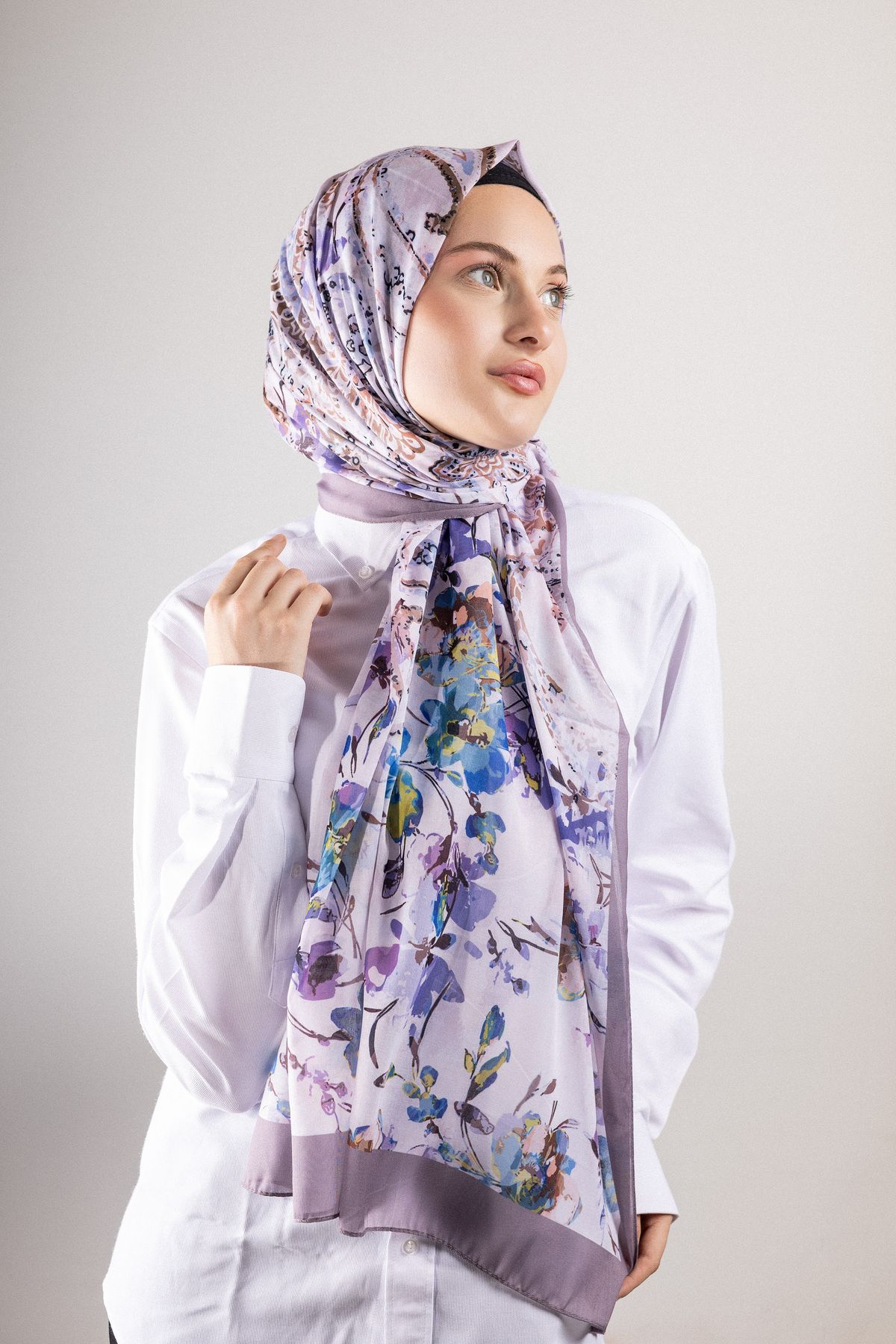 Akel Digital Soft Şal Pastel Çiçek Desen