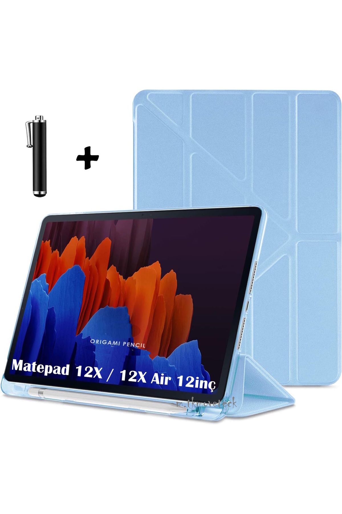 m.tk moveteck Huawei MatePad 12 X / 12X Air 12inç Kılıf Kalem Bölmeli Katlanabilir Akıllı Standlı Yumuşak Silikon