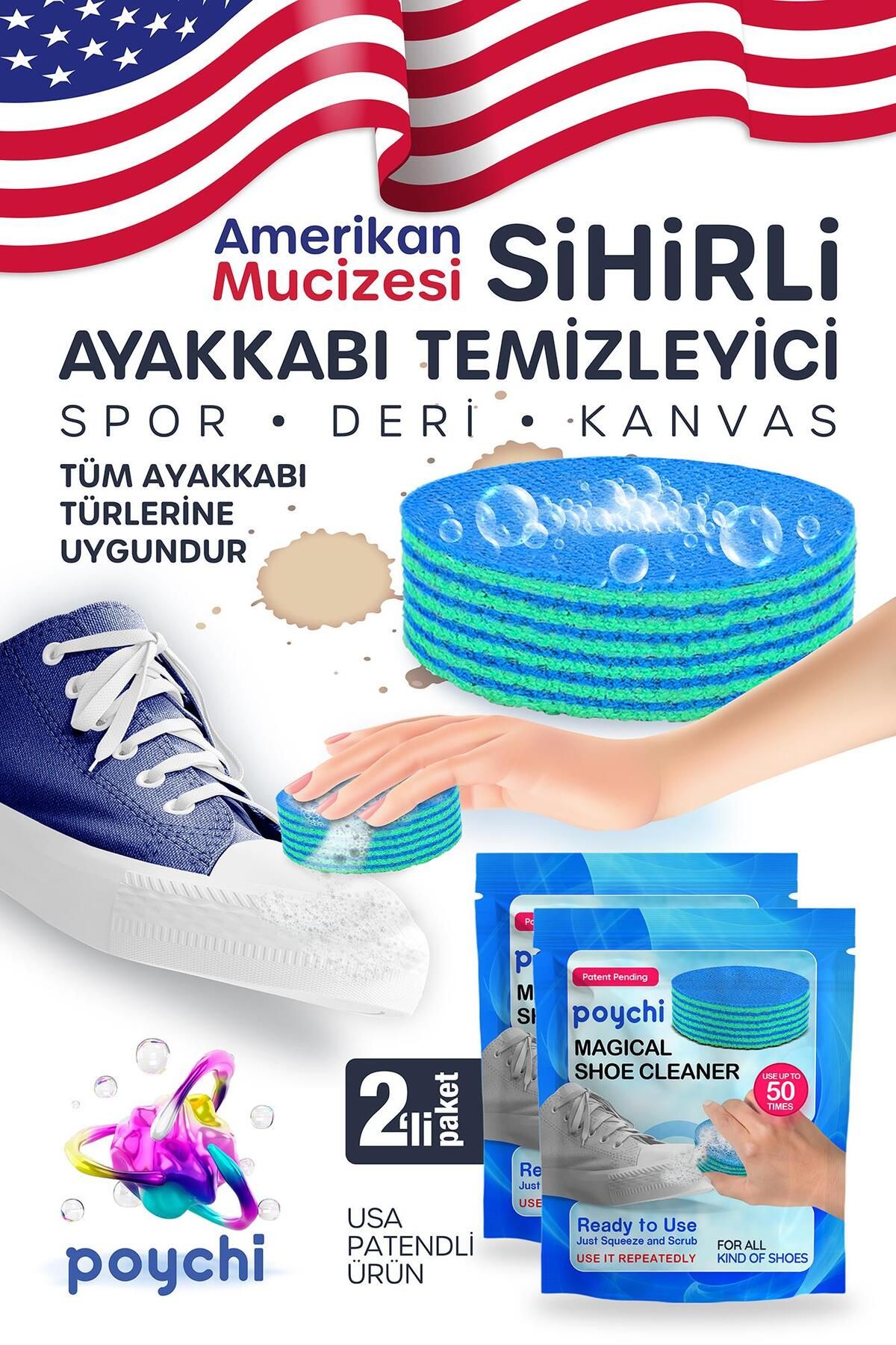 Poychi Sihirli Ayakkabı Temizleyici, Amerikan Mucizesi Mikrofiber Ayakkabı Temizleyici