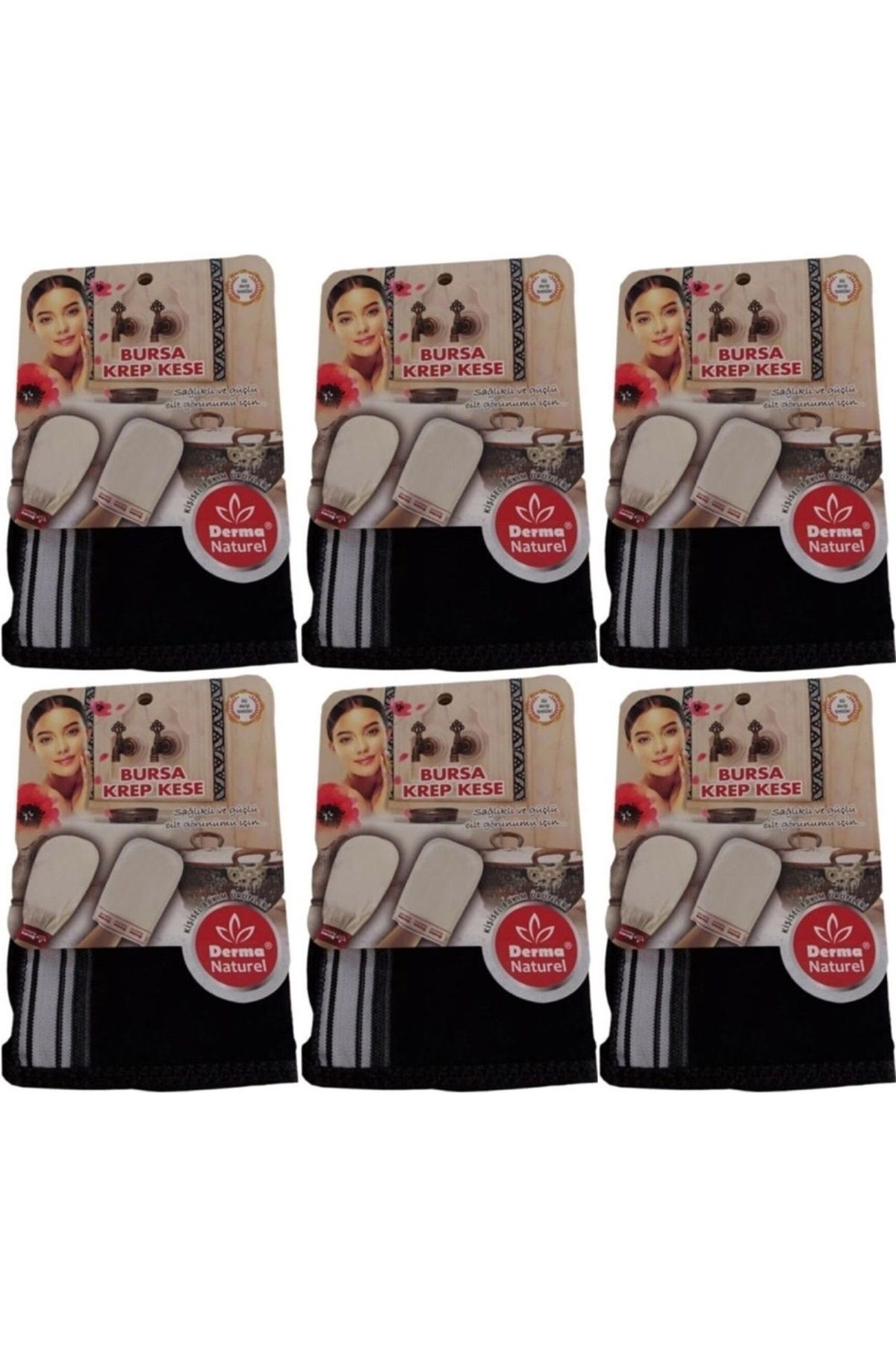 Derma Naturel Krep Kese - Siyah MS-28 (6 Lı Set)