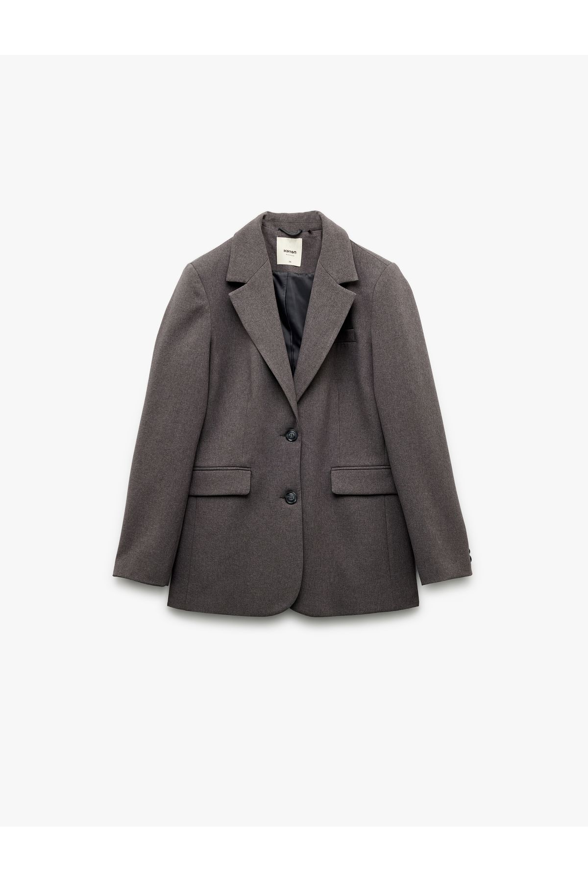 Koton Kruvaze Yaka Düğmeli Cepli Uzun Kollu Blazer Ceket