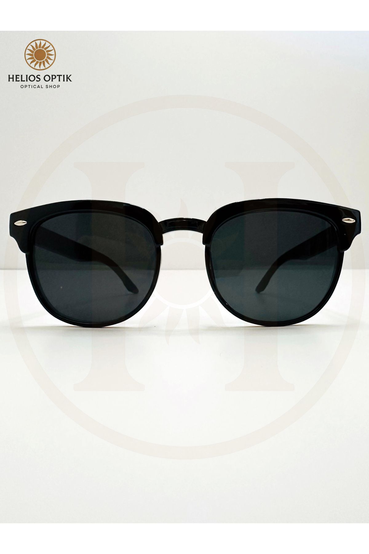 Helios Optik Unisex Yuvarlak Siyah Çerçeve Güneş Gözlüğü