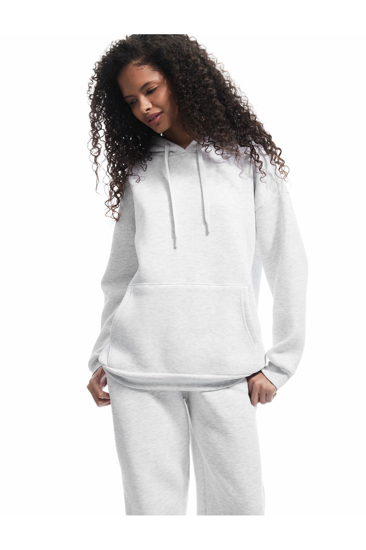 Koton Üç İplik Şardonlu Kanguru Cepli Basic Kapüşonlu Sweatshirt
