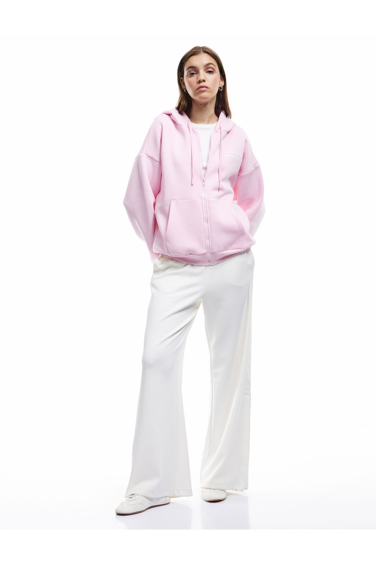 Koton Baskılı Uzun Kollu Şardonlu Kanguru Cepli Fermuarlı Sweatshirt