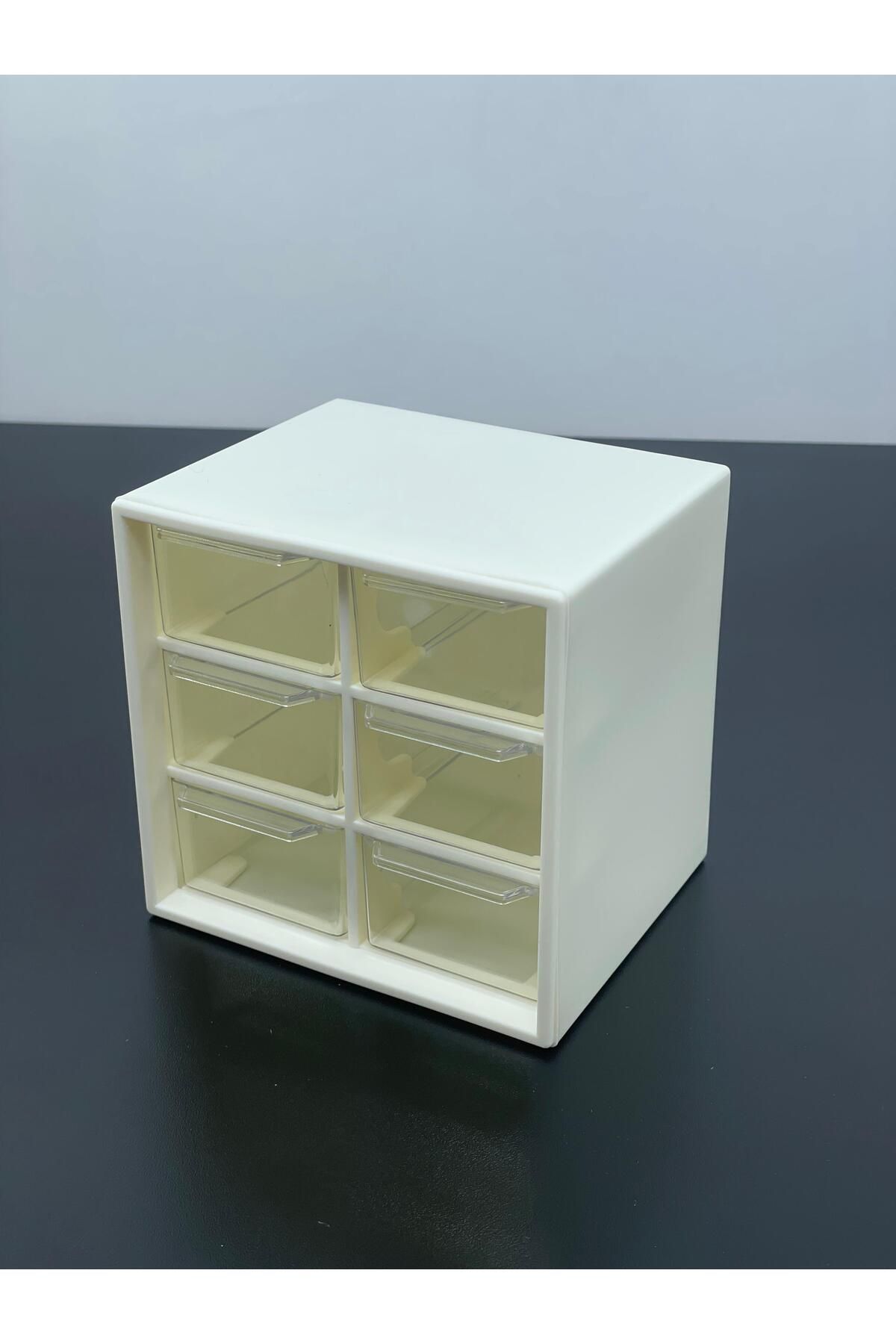 YzHome Plastik Çekmeceli 6 Bölmeli Organizer Takı Toka Aksesuar Saklama Düzenleme Kutusu Kutu Saklama Kabı
