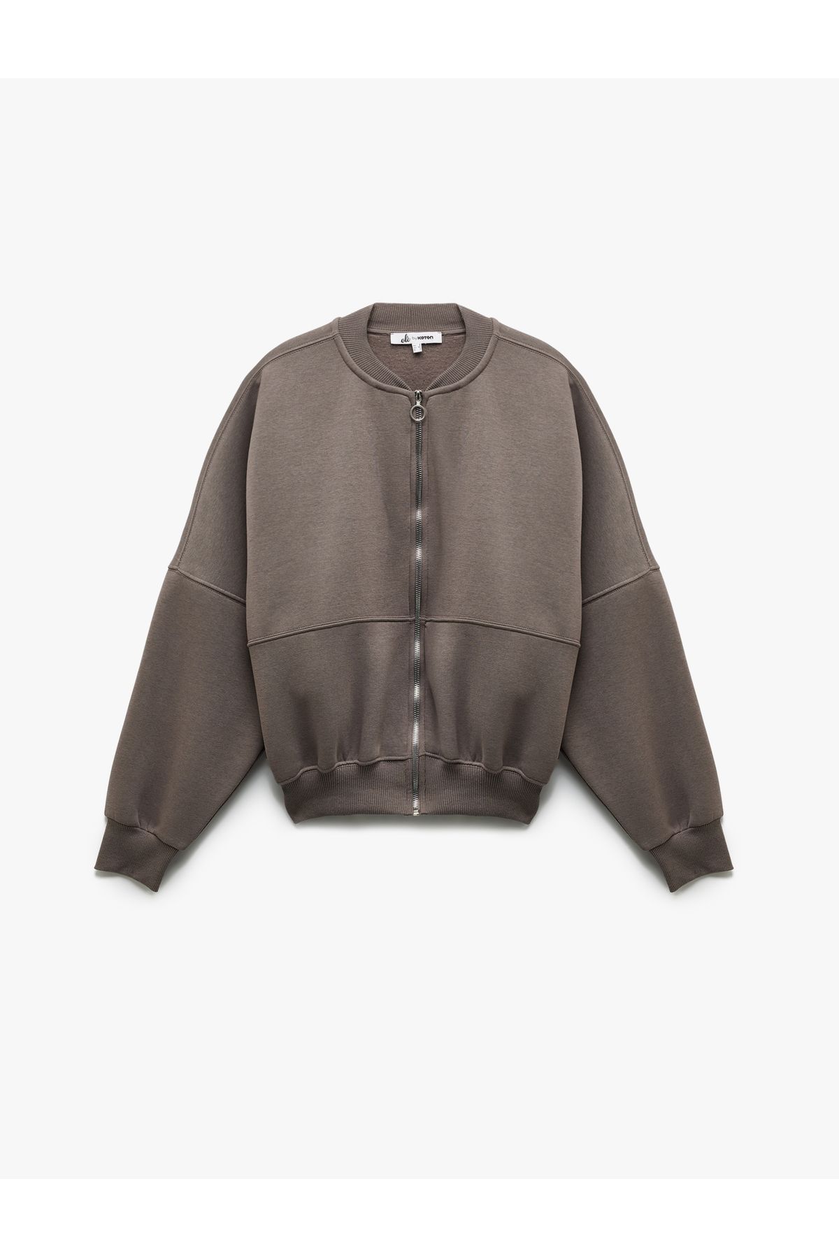 Koton Üç İplik Şardonlu Uzun Kollu Fermuarlı Bomber Yaka Sweatshirt
